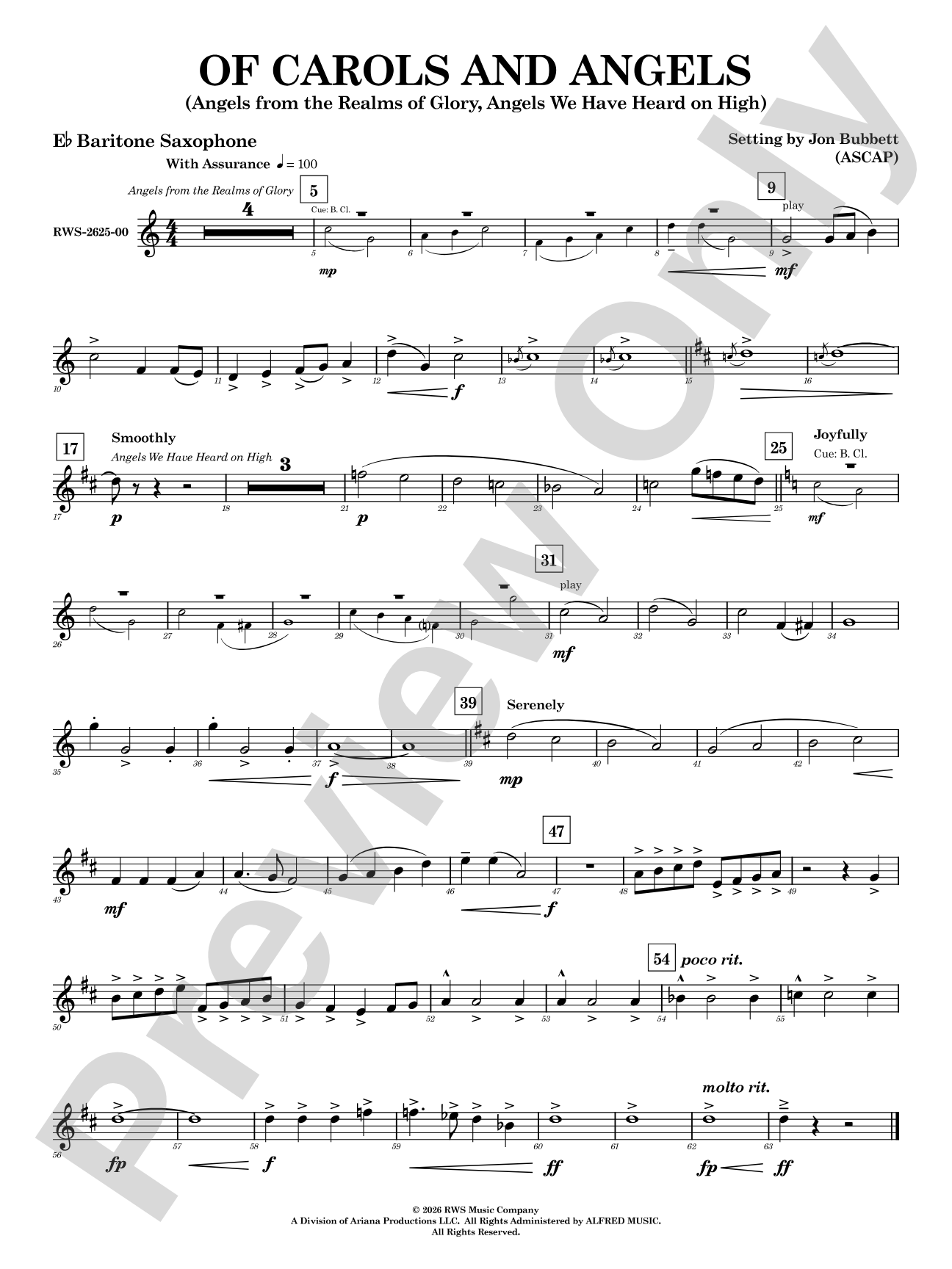 Of Carols and Angels: E-flat Baritone Saxophone