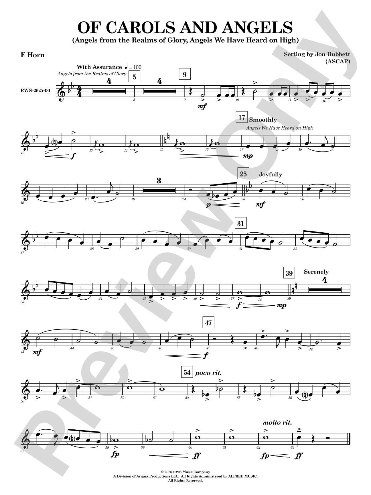 Of Carols and Angels: 1st F Horn