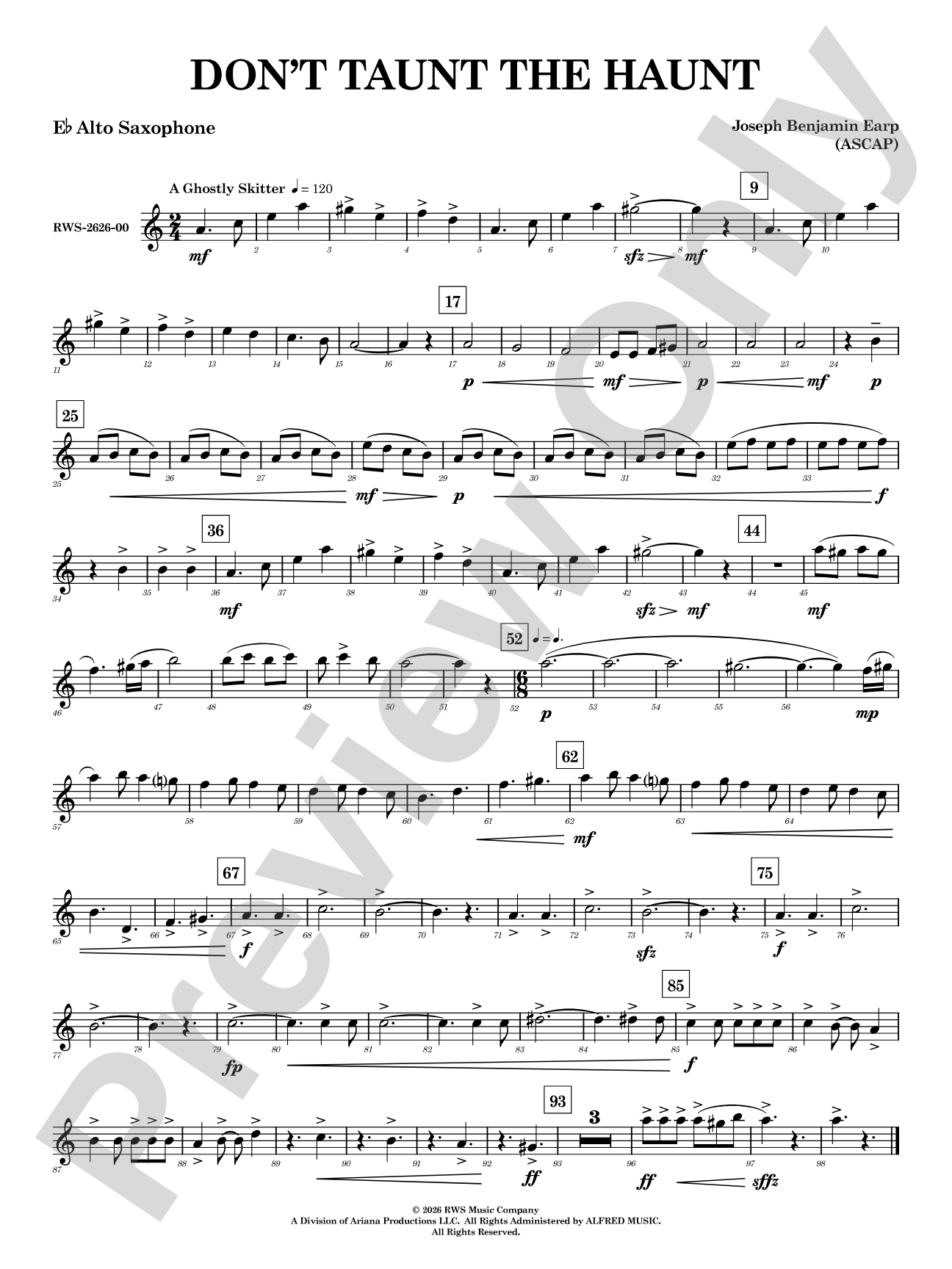 Don't Taunt the Haunt: E-flat Alto Saxophone