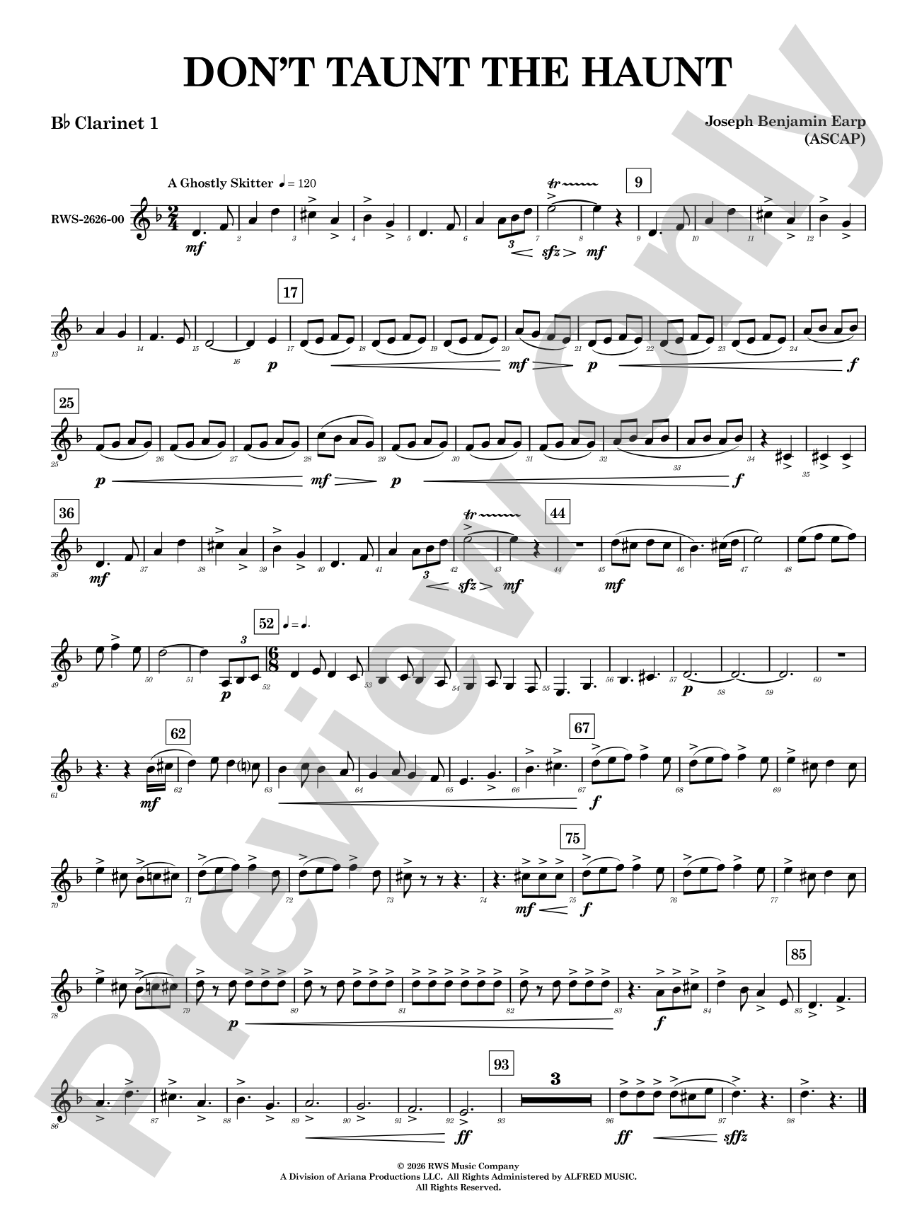 Don't Taunt the Haunt: 1st B-flat Clarinet