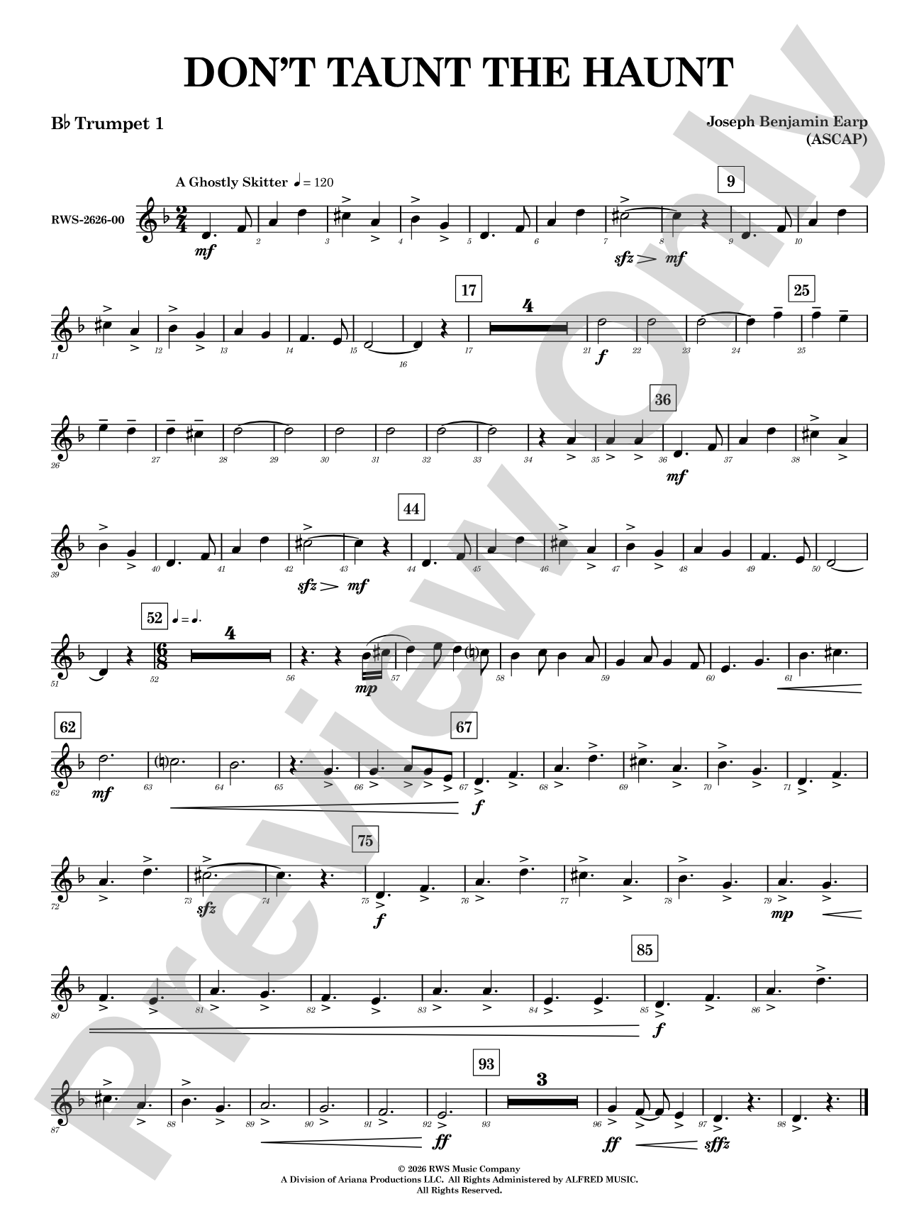 Don't Taunt the Haunt: 1st B-flat Trumpet