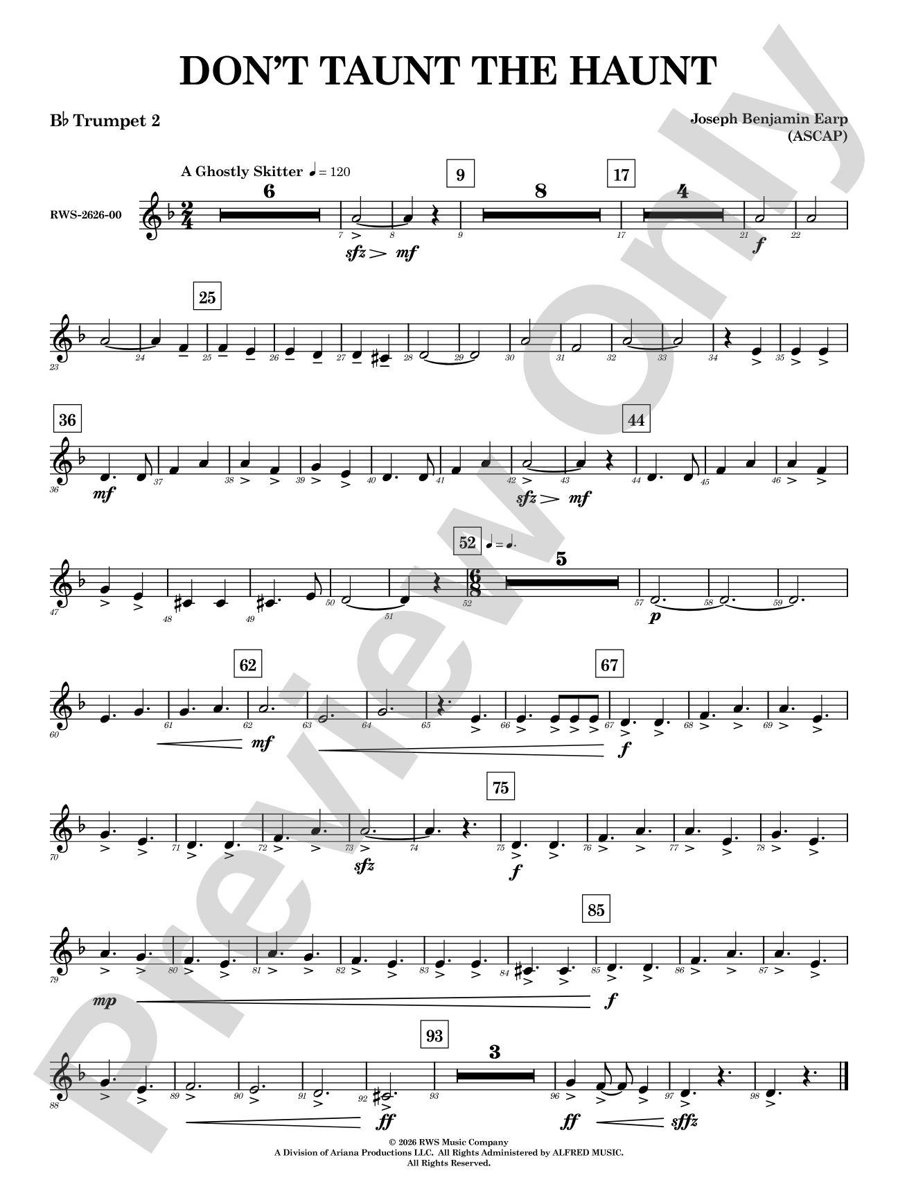 Don't Taunt the Haunt: 2nd B-flat Trumpet