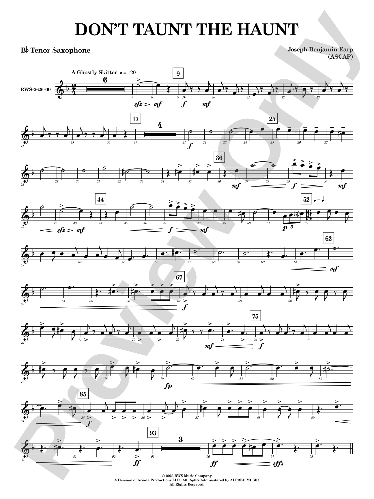 Don't Taunt the Haunt: B-flat Tenor Saxophone