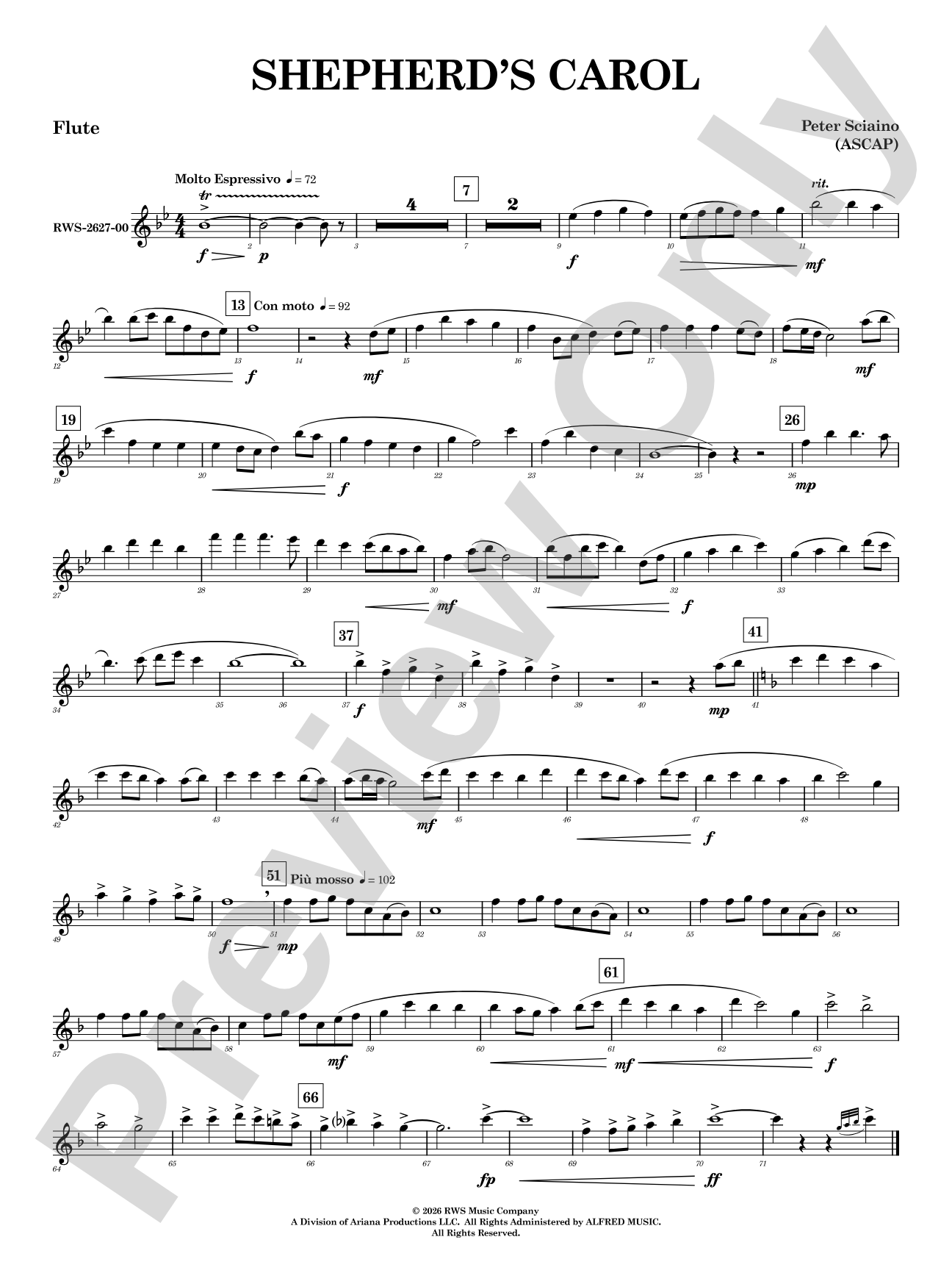 Shepherd's Carol: Flute