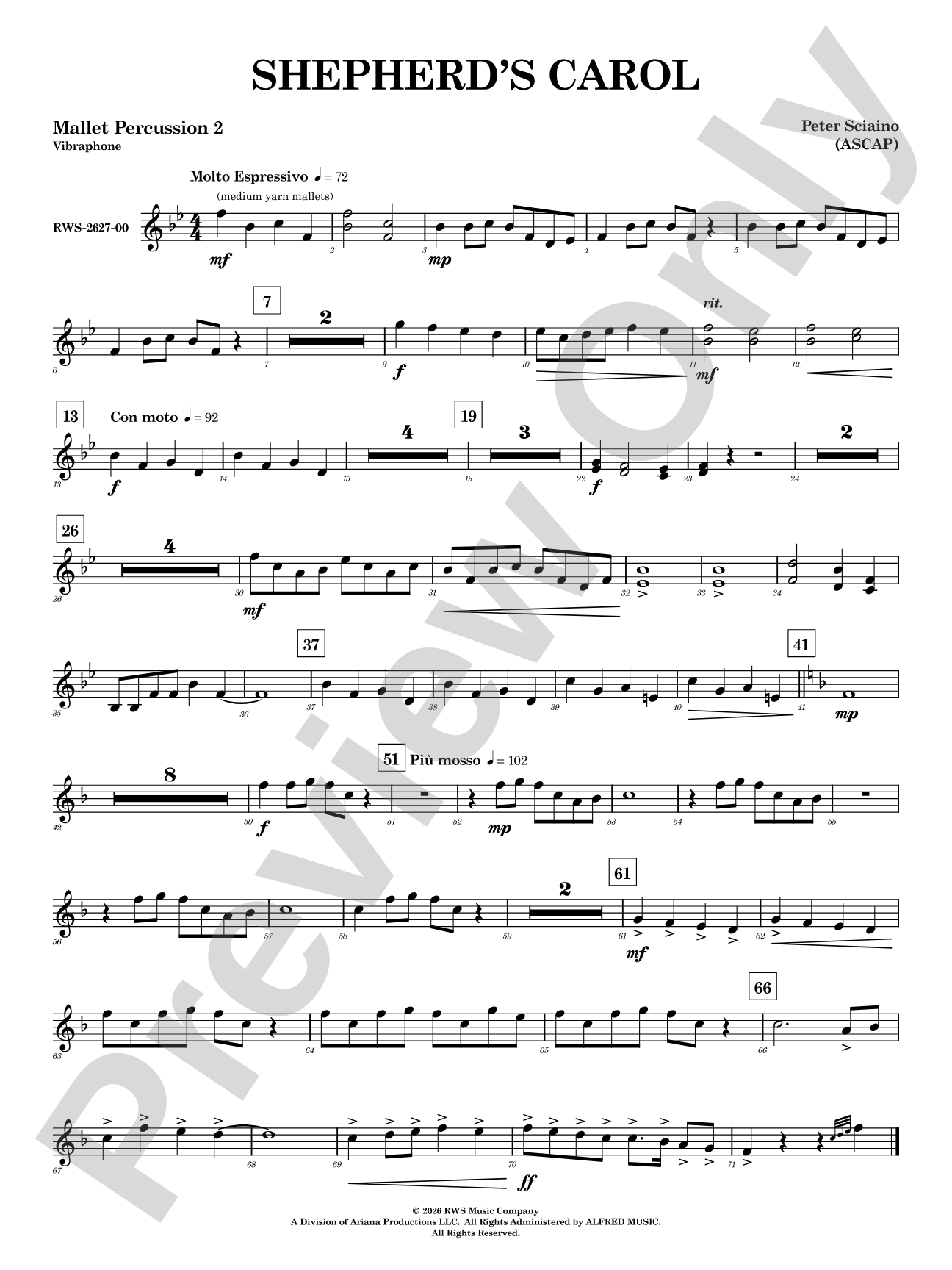 Shepherd's Carol: 2nd Mallet Percussion