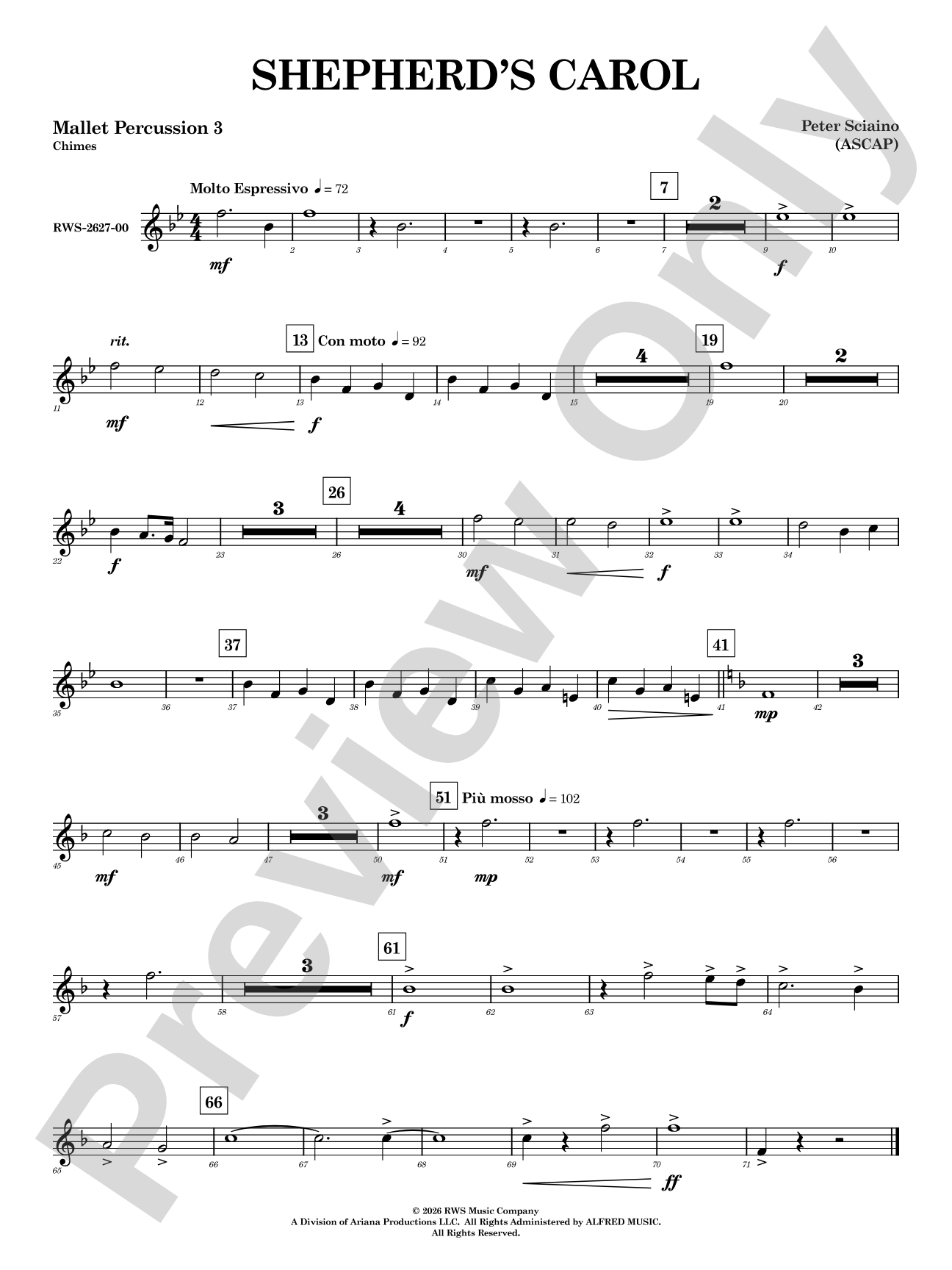 Shepherd's Carol: 3rd Mallet Percussion