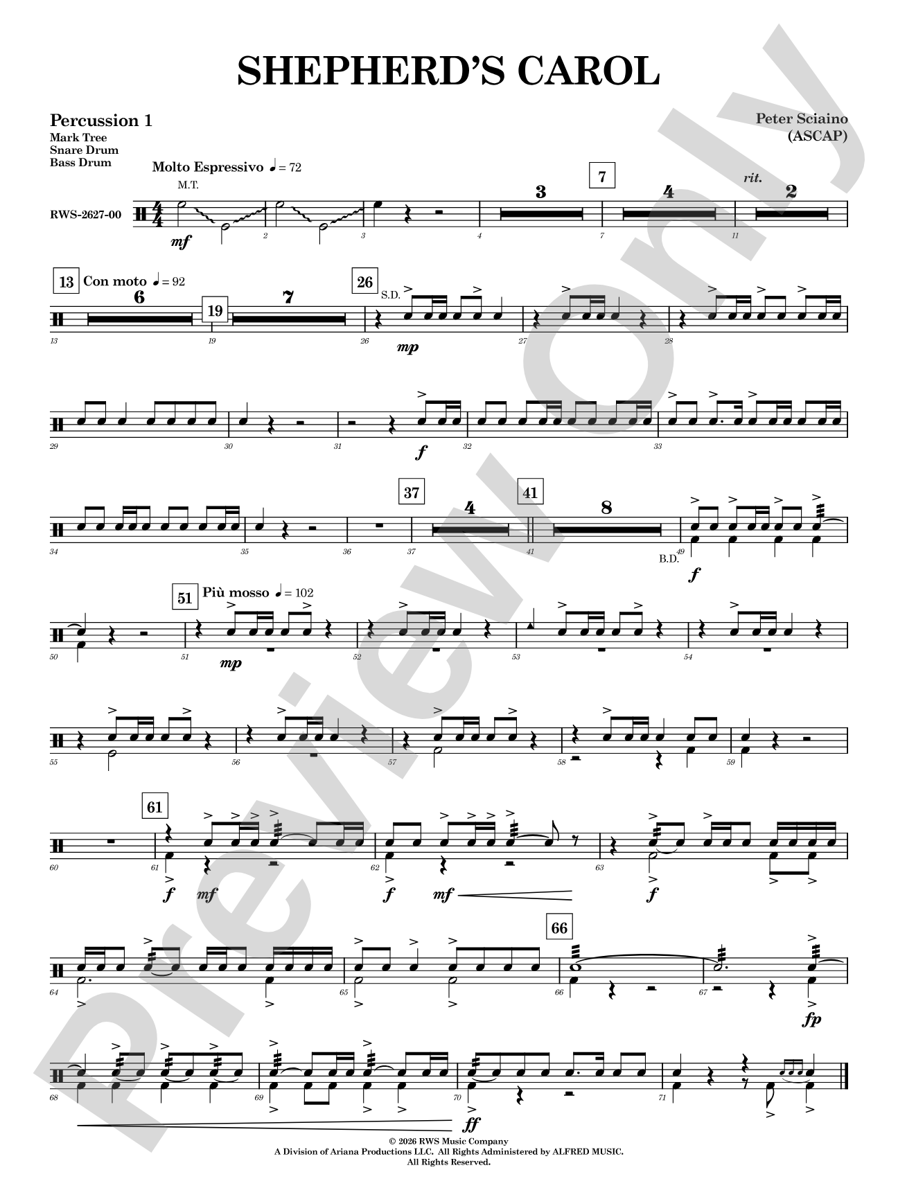 Shepherd's Carol: 1st Percussion