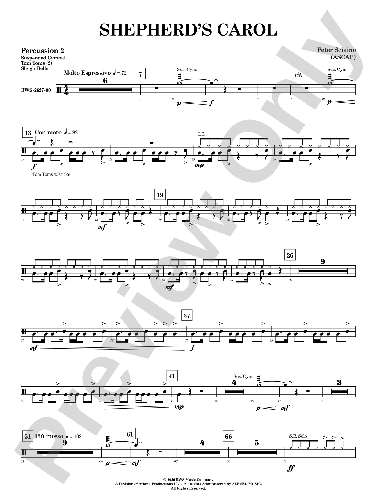 Shepherd's Carol: 2nd Percussion