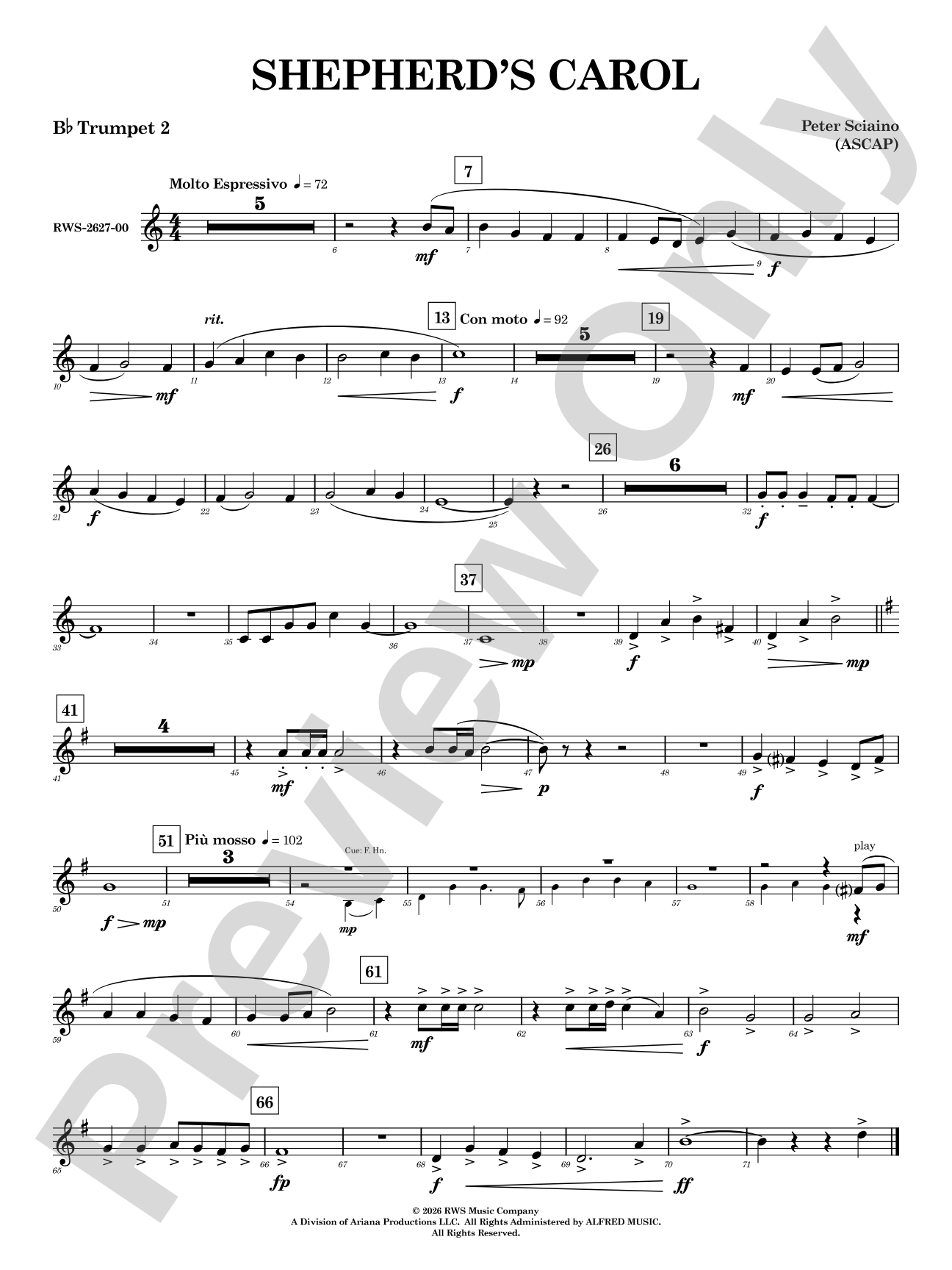 Shepherd's Carol: 2nd B-flat Trumpet