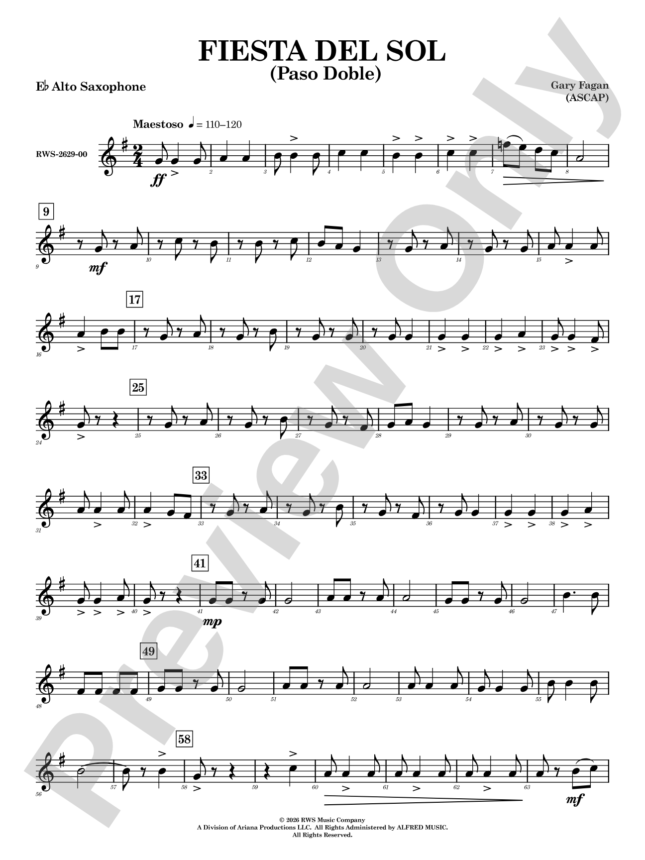 Fiesta del Sol: E-flat Alto Saxophone