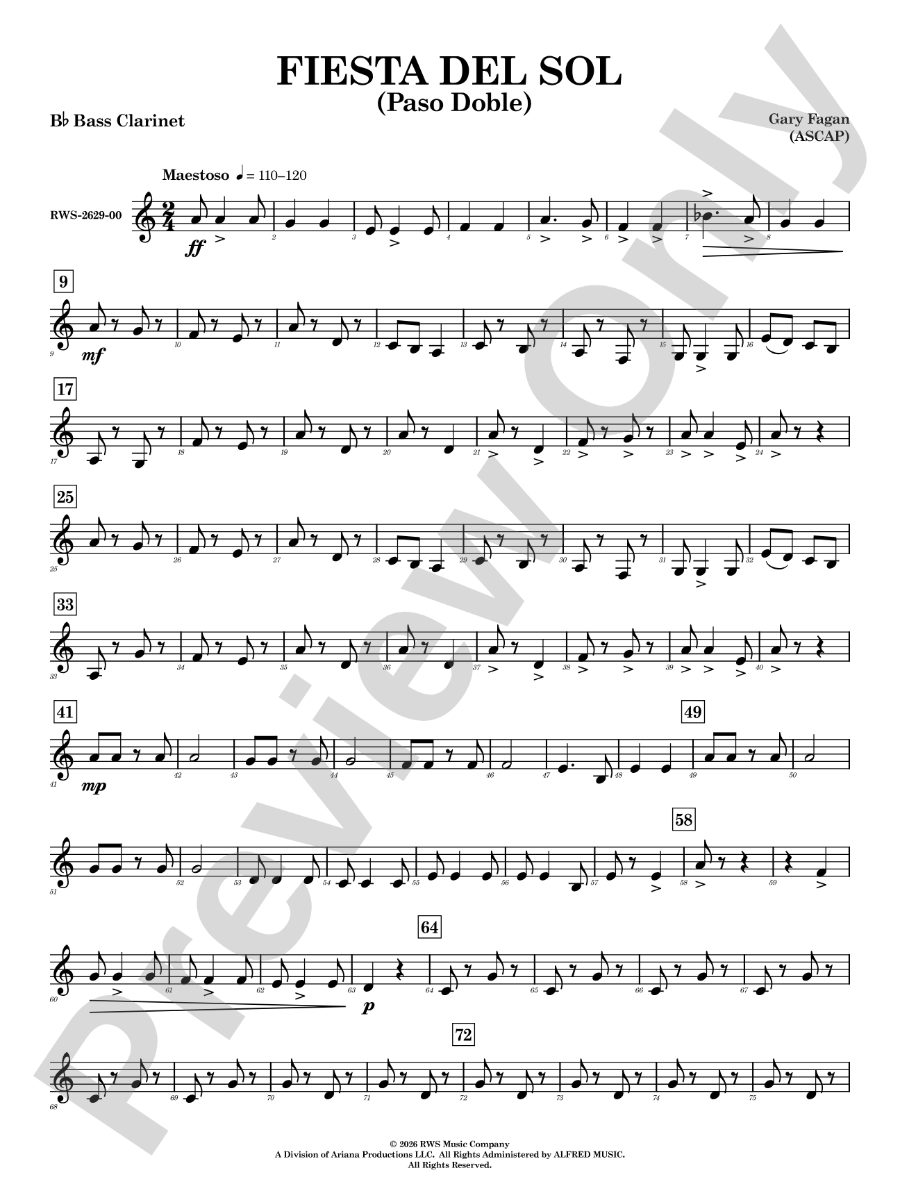 Fiesta del Sol: B-flat Bass Clarinet