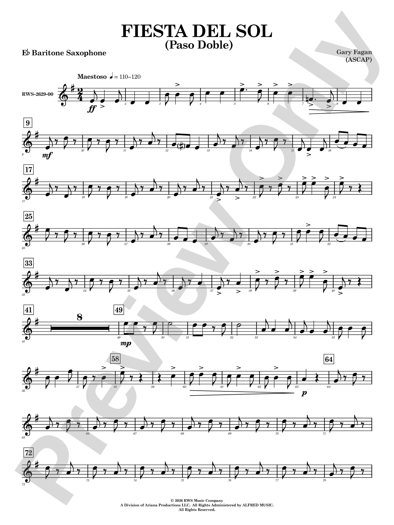 Fiesta del Sol: E-flat Baritone Saxophone