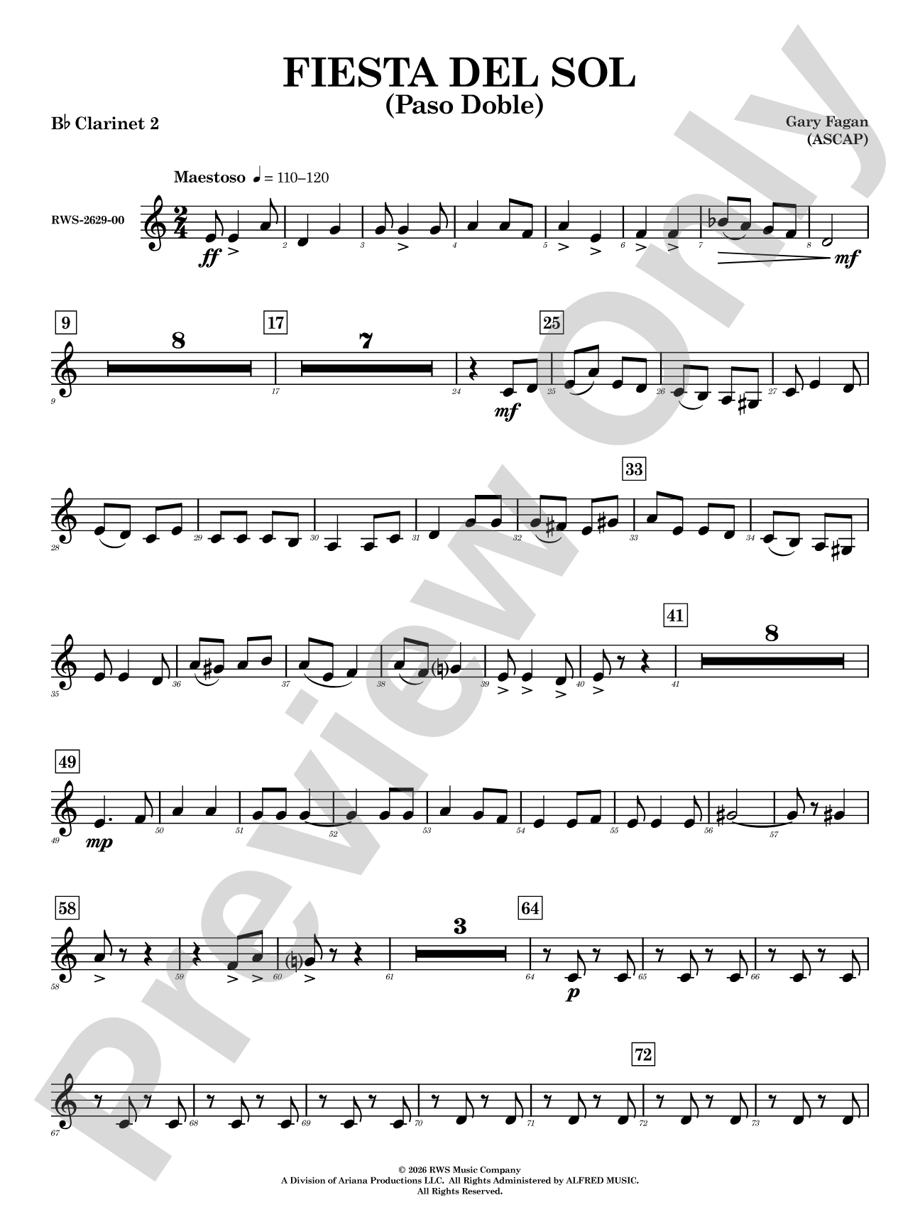 Fiesta del Sol: 2nd B-flat Clarinet