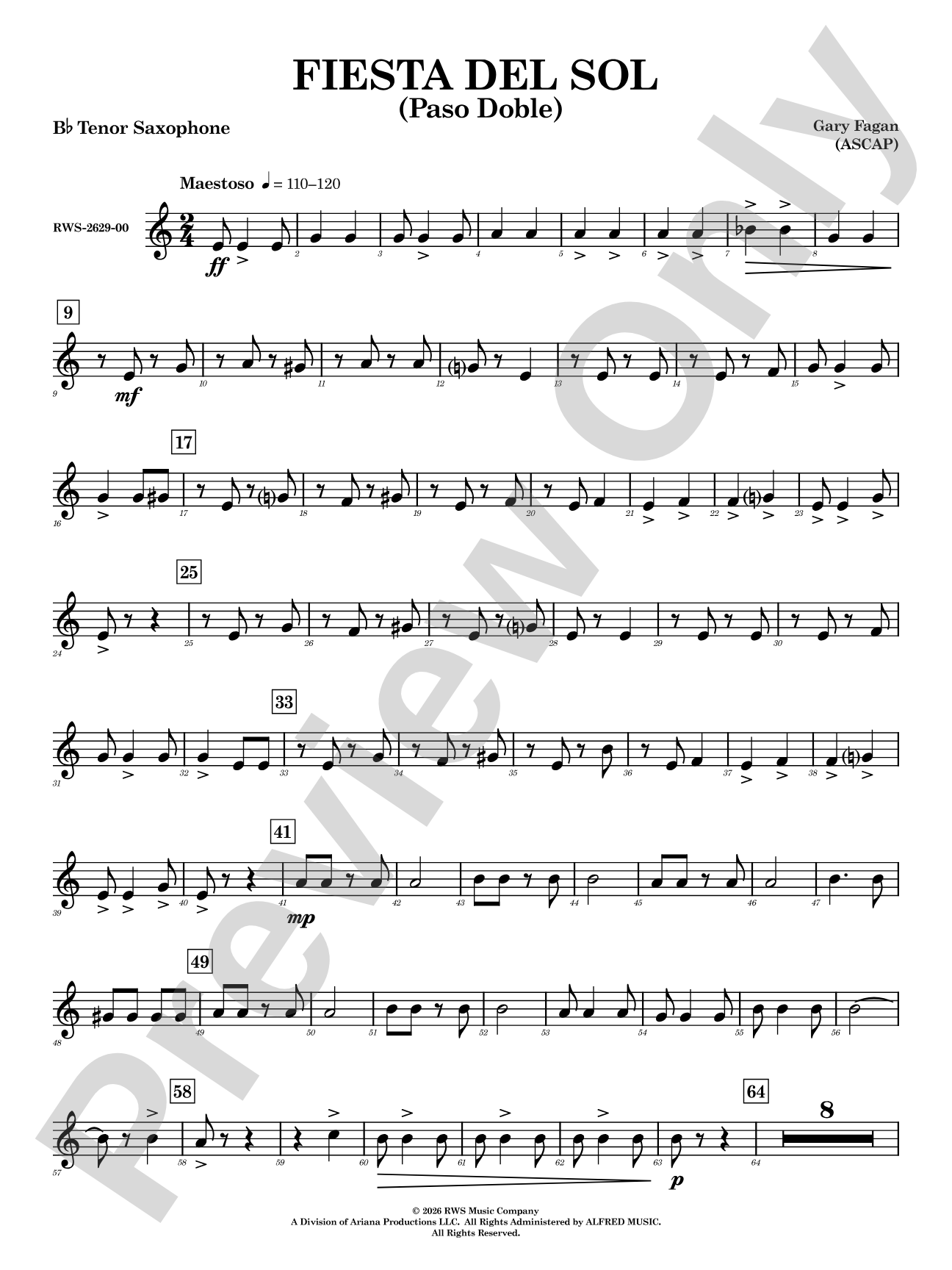 Fiesta del Sol: B-flat Tenor Saxophone