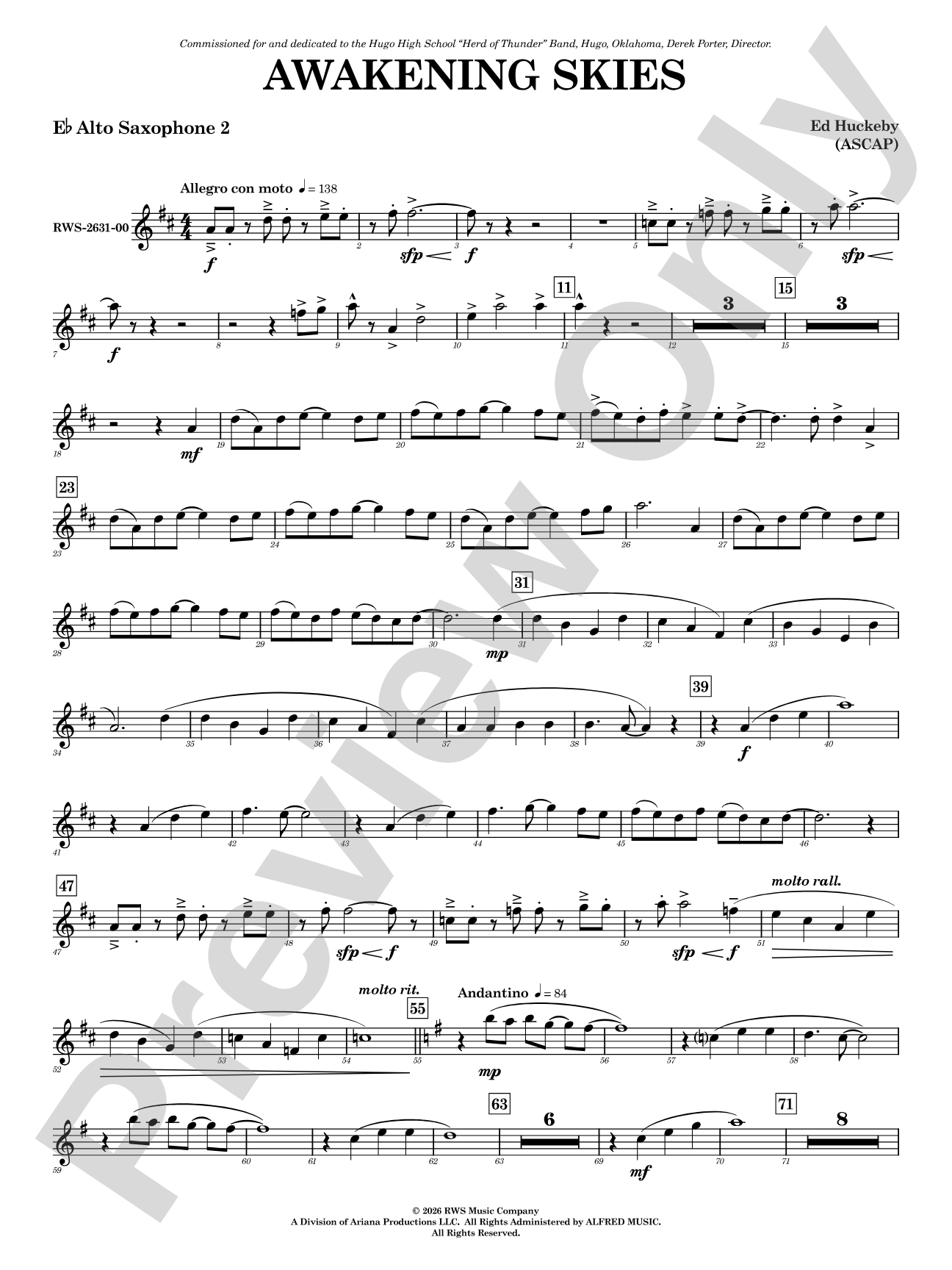 Awakening Skies: 2nd E-flat Alto Saxophone