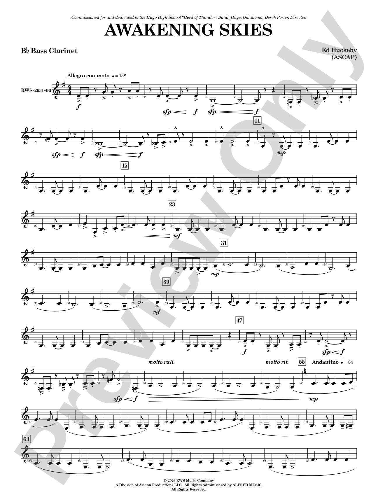 Awakening Skies: B-flat Bass Clarinet
