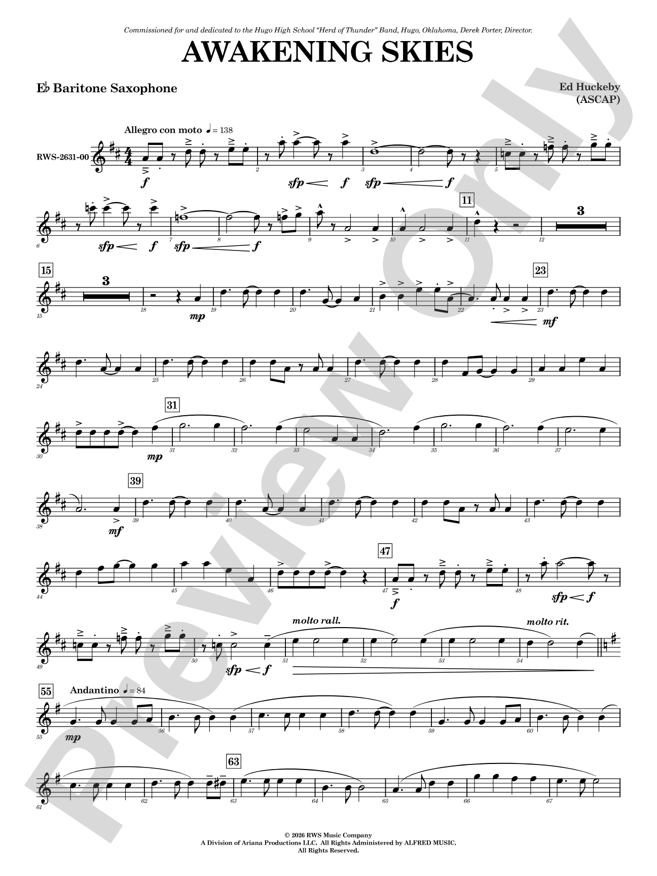 Awakening Skies: E-flat Baritone Saxophone