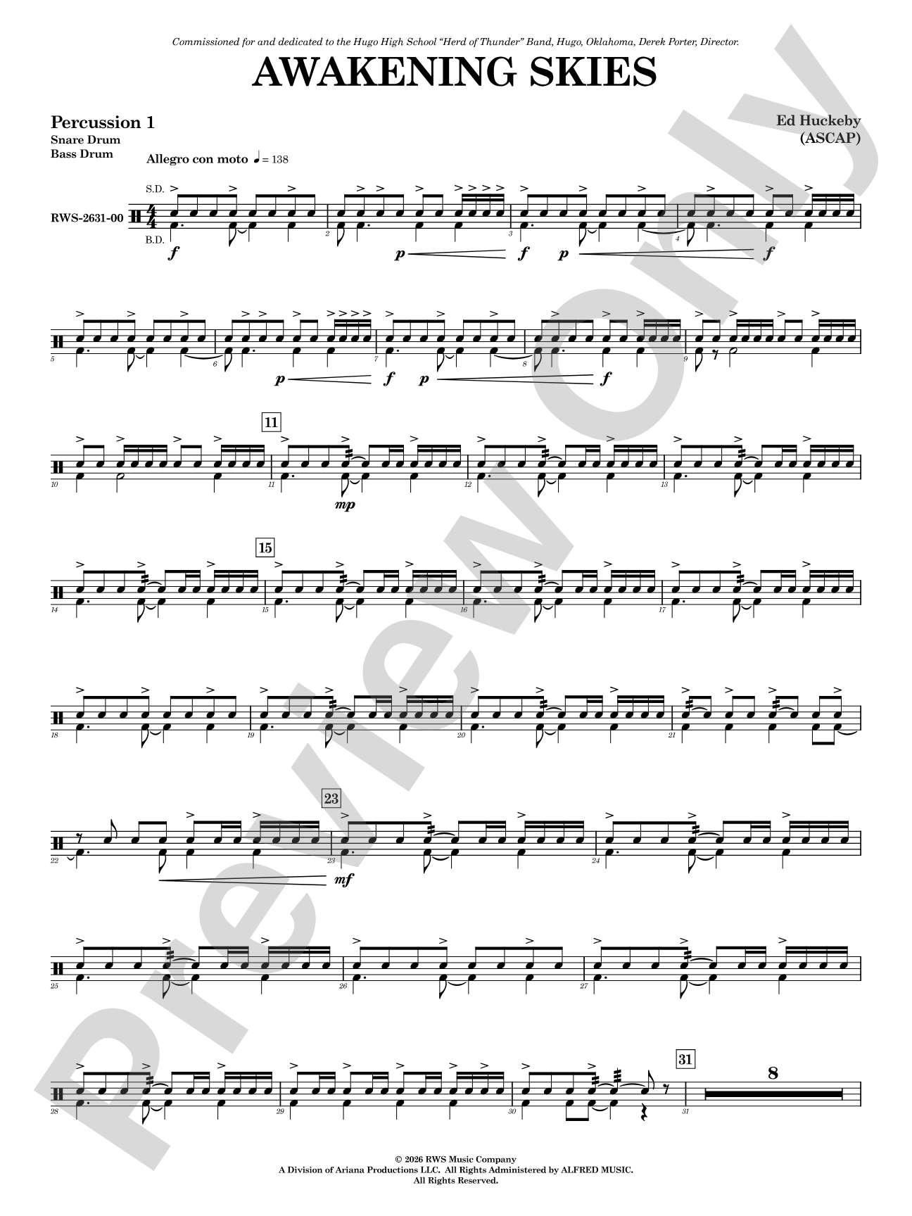 Awakening Skies: 1st Percussion