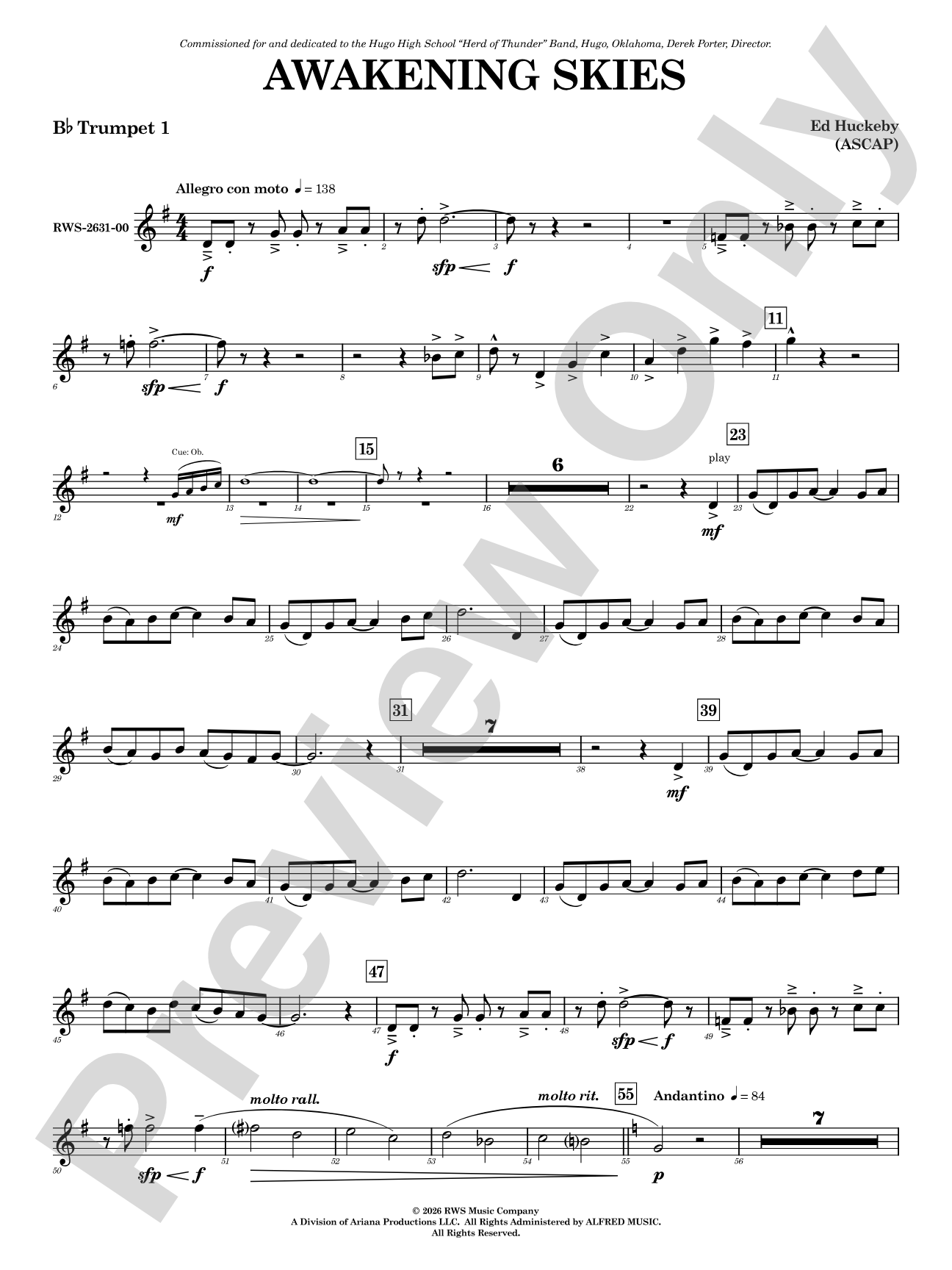 Awakening Skies: 1st B-flat Trumpet