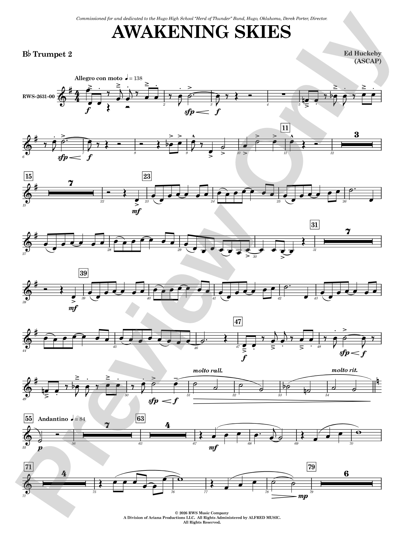 Awakening Skies: 2nd B-flat Trumpet