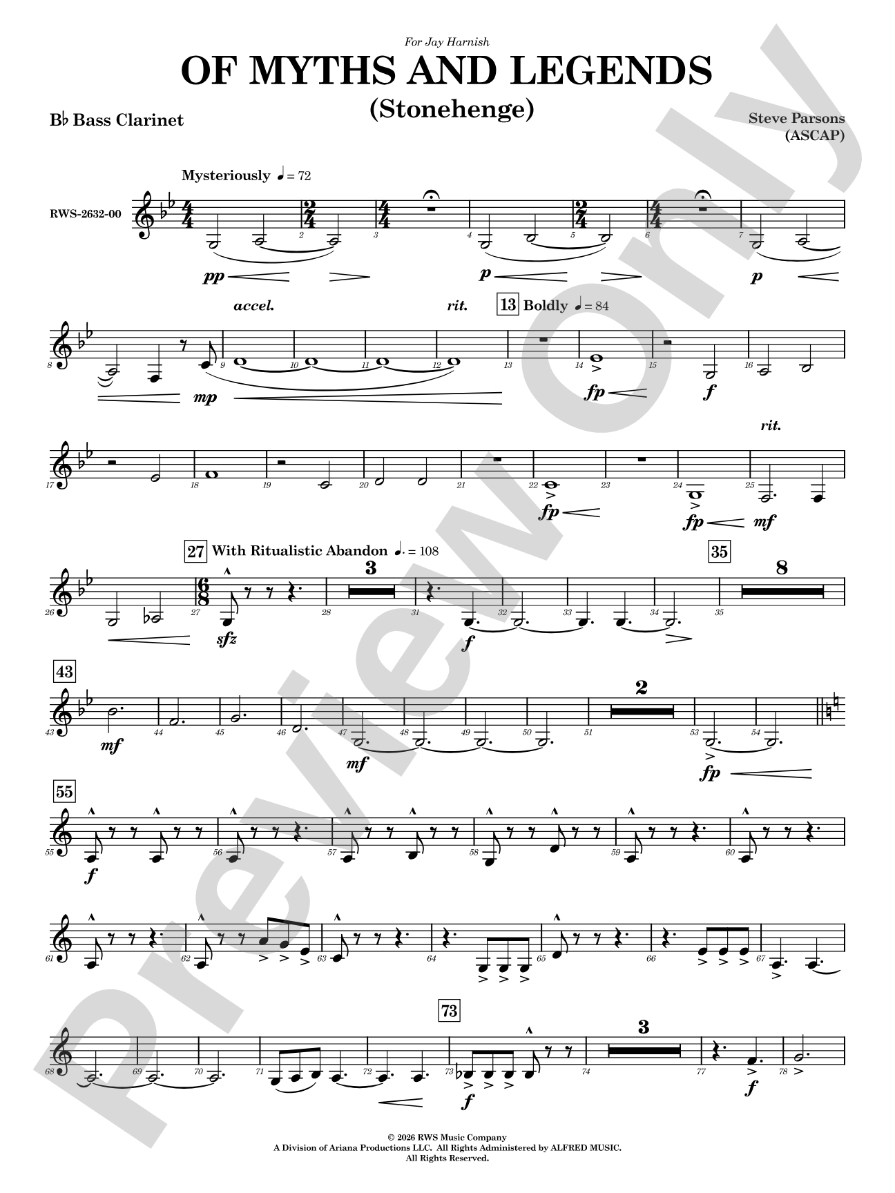 Of Myths and Legends: B-flat Bass Clarinet