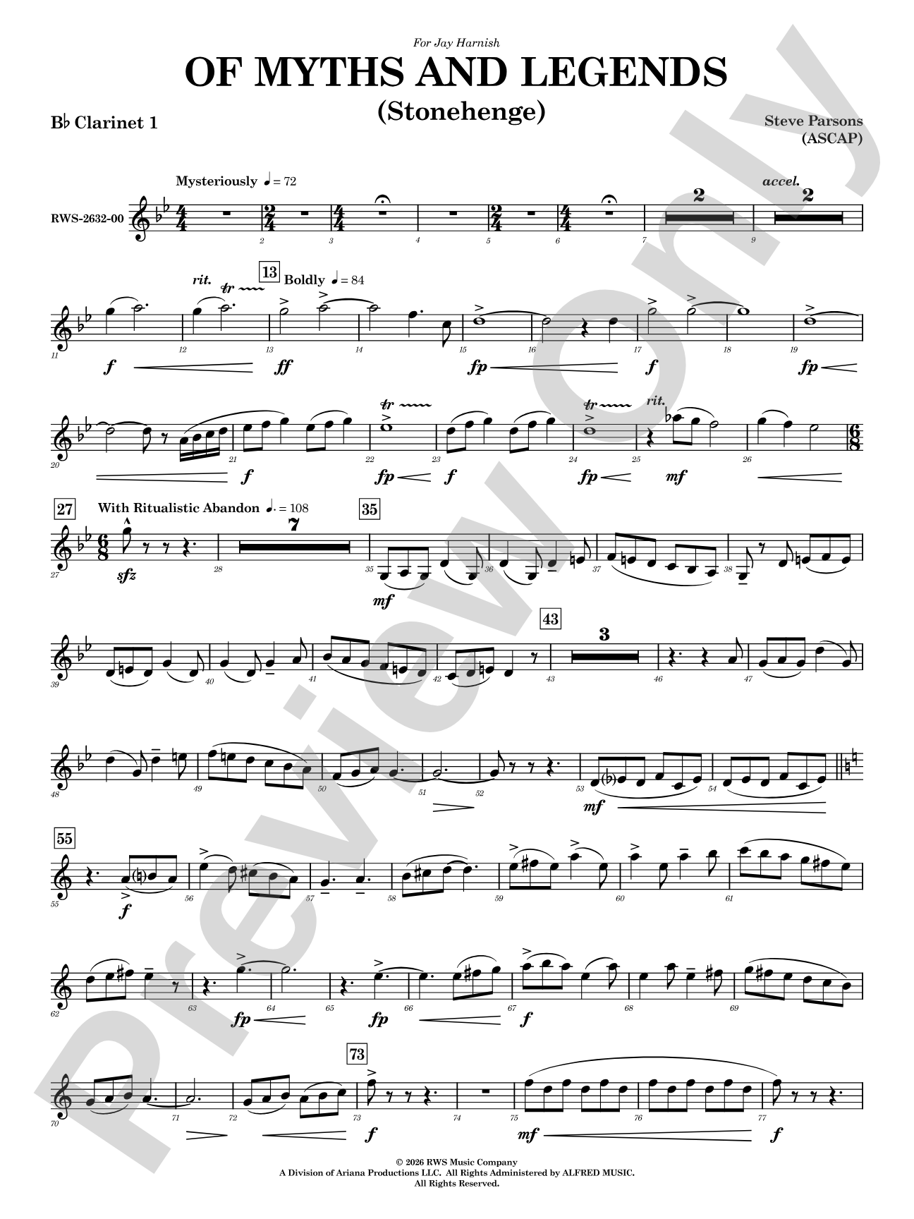 Of Myths and Legends: 1st B-flat Clarinet