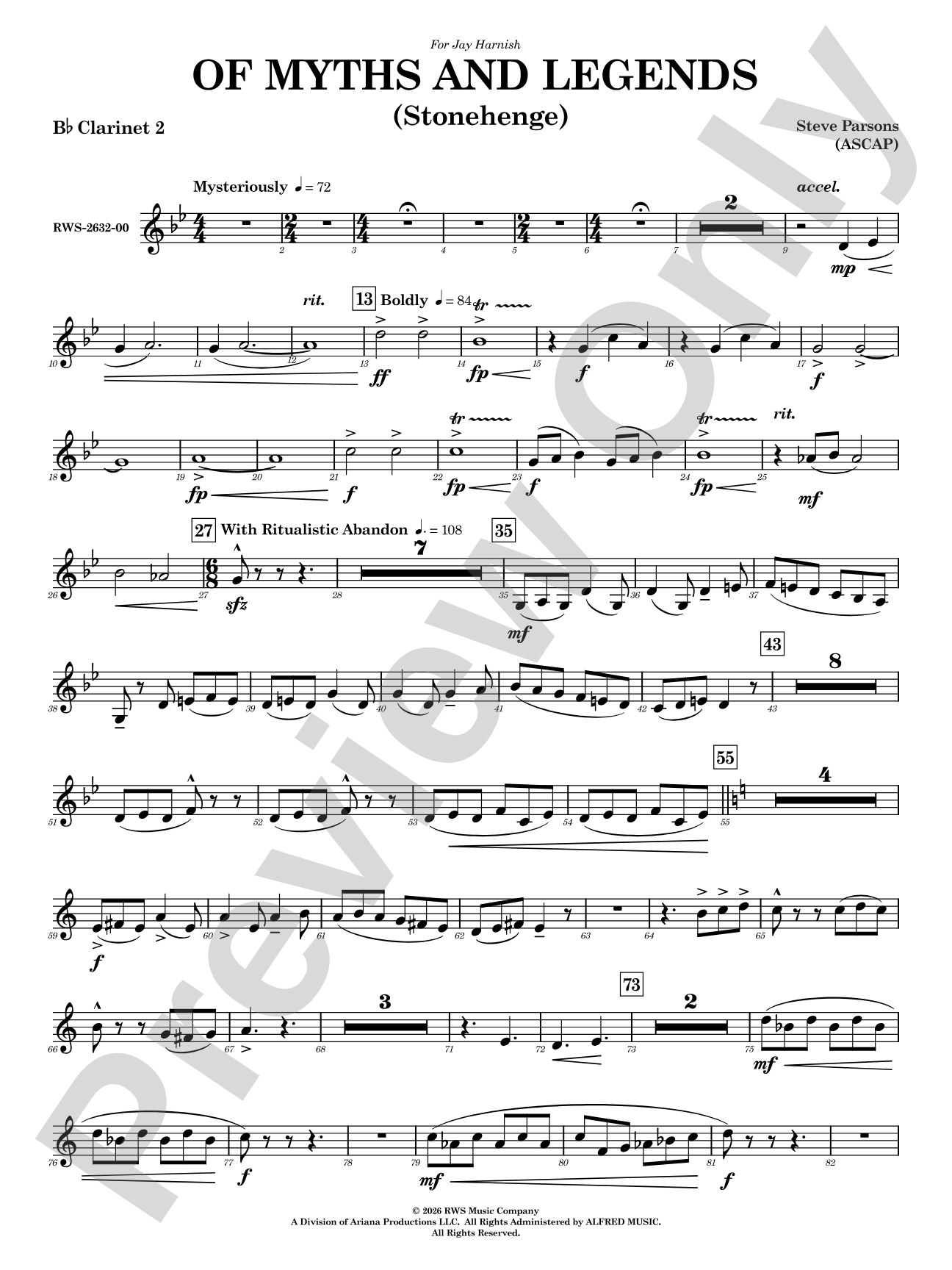 Of Myths and Legends: 2nd B-flat Clarinet