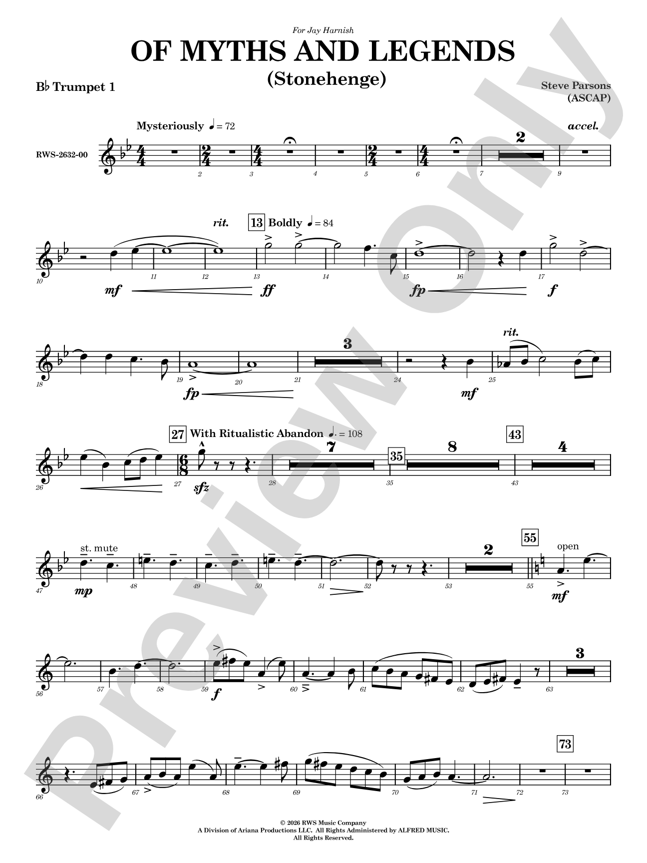 Of Myths and Legends: 1st B-flat Trumpet