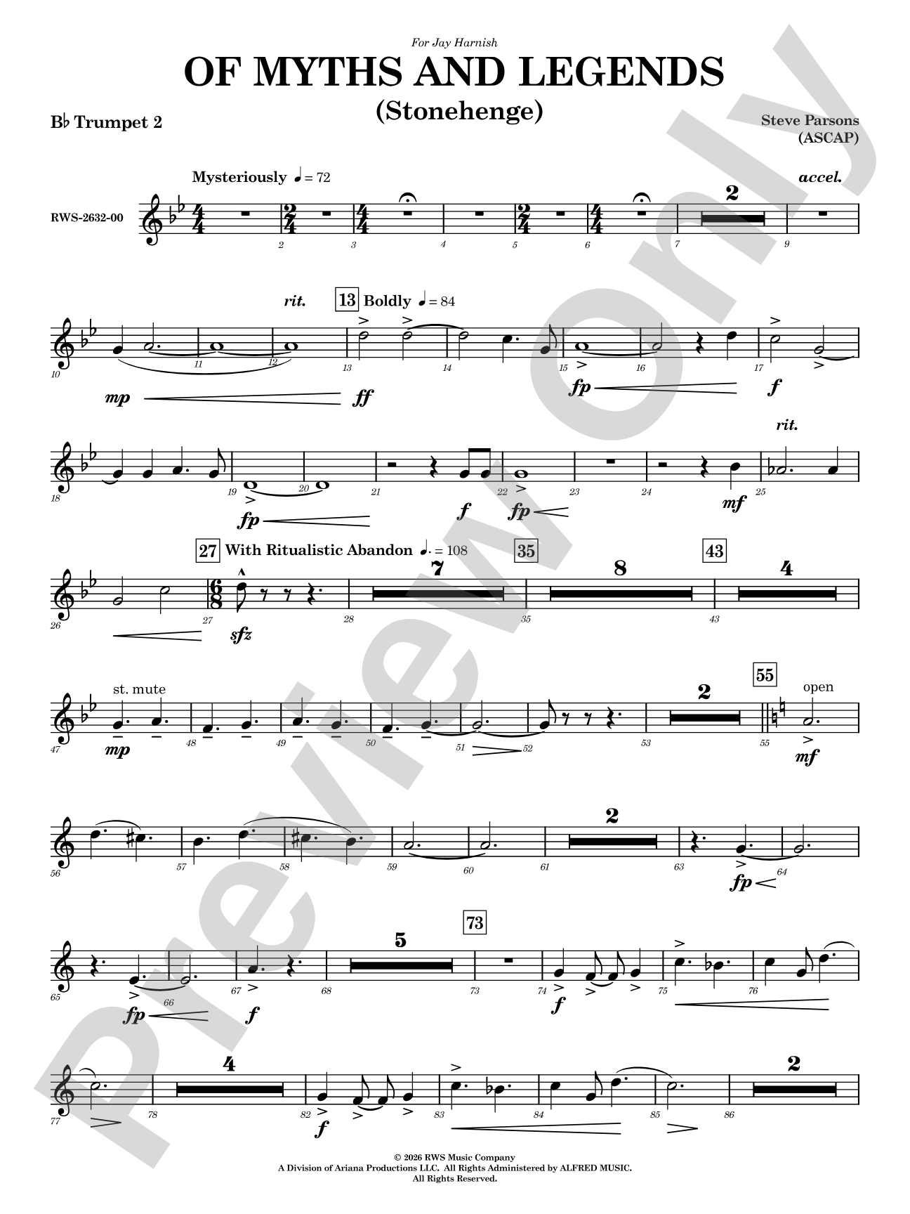 Of Myths and Legends: 2nd B-flat Trumpet