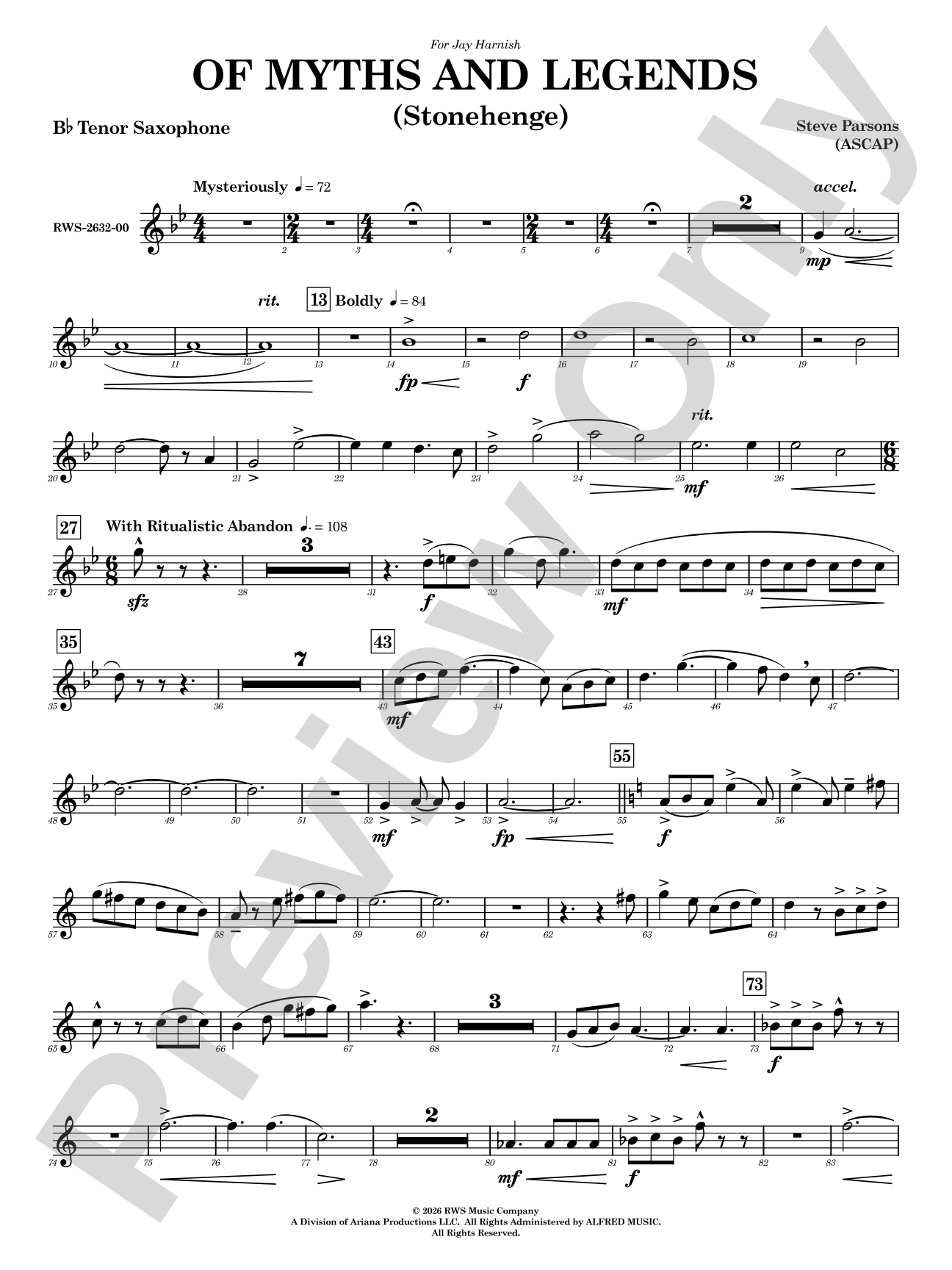 Of Myths and Legends: B-flat Tenor Saxophone