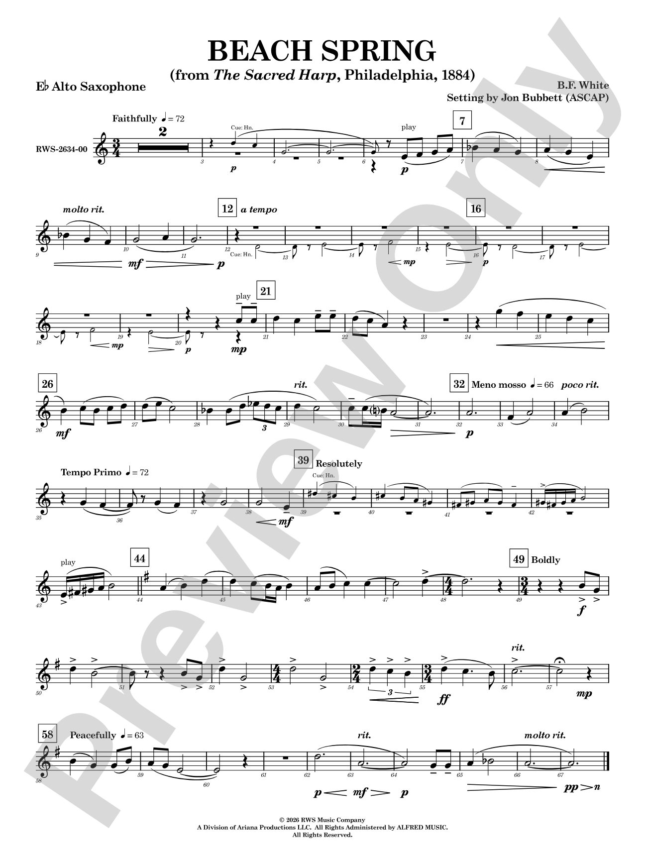 Beach Spring: E-flat Alto Saxophone