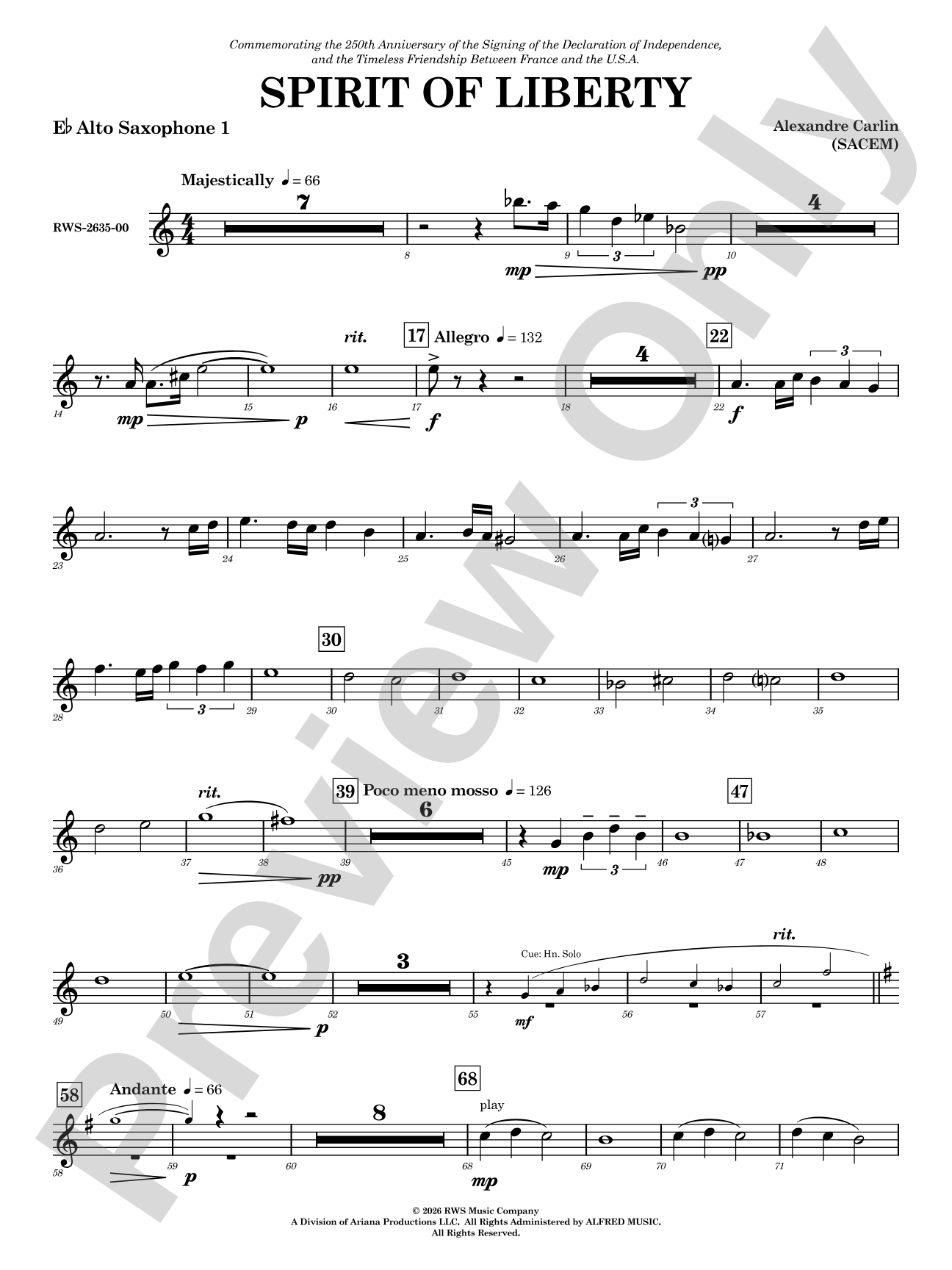 Spirit of Liberty: E-flat Alto Saxophone