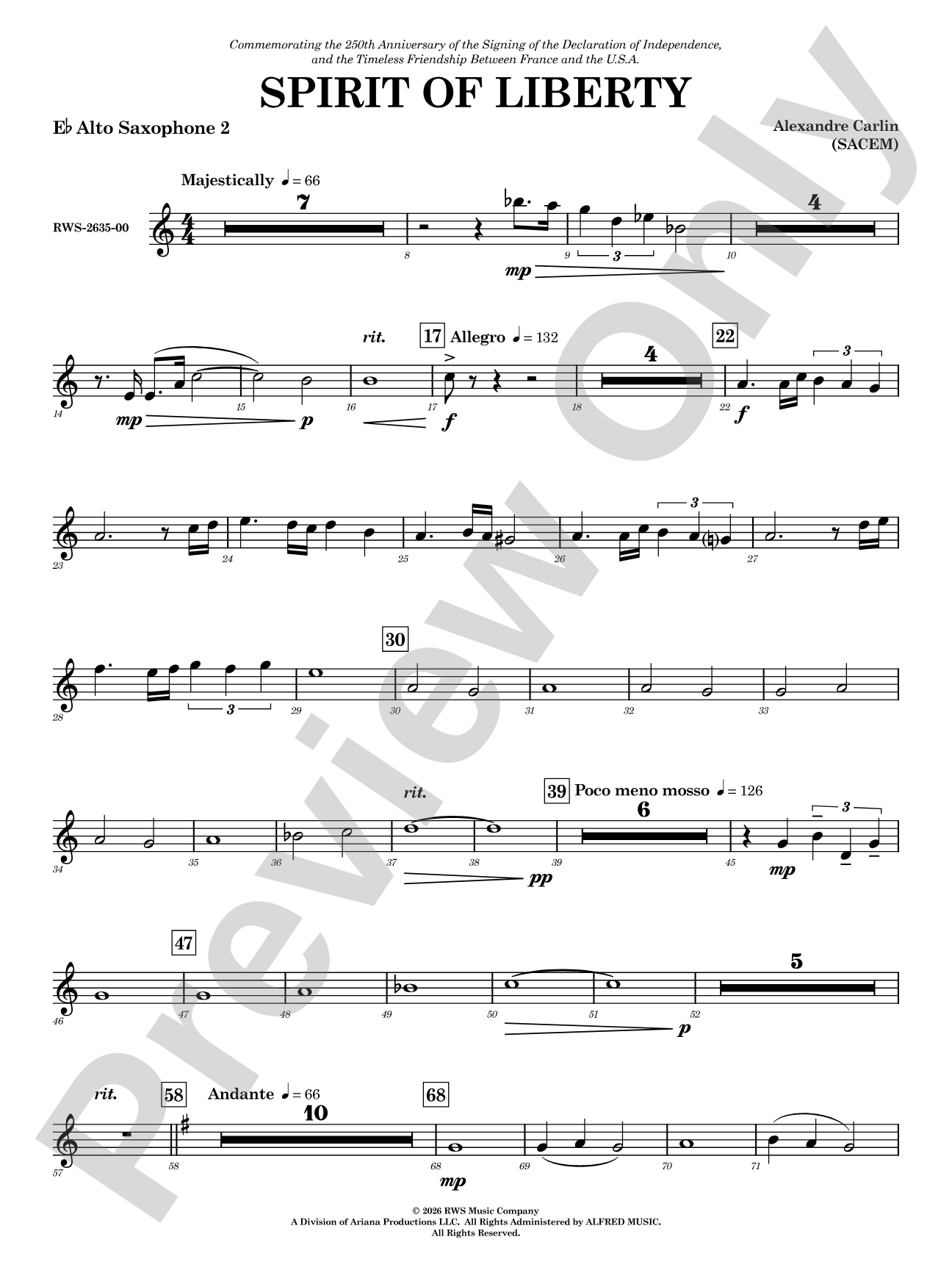 Spirit of Liberty: 2nd E-flat Alto Saxophone