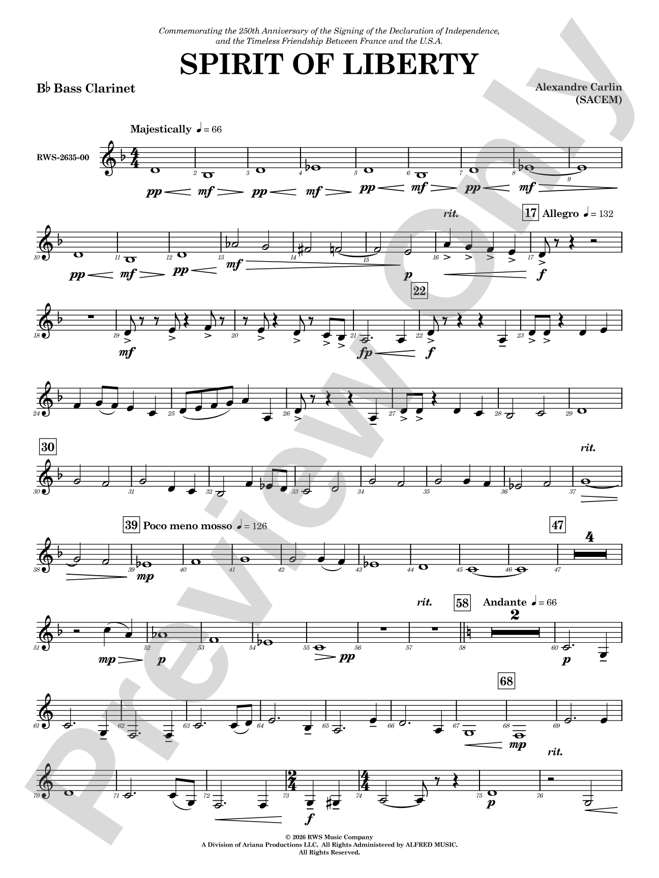 Spirit of Liberty: B-flat Bass Clarinet