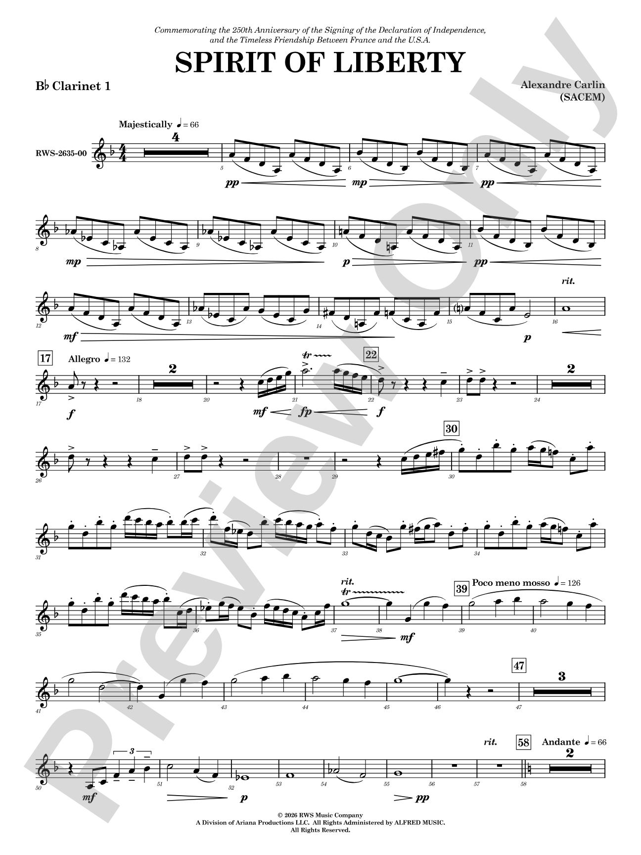 Spirit of Liberty: 1st B-flat Clarinet