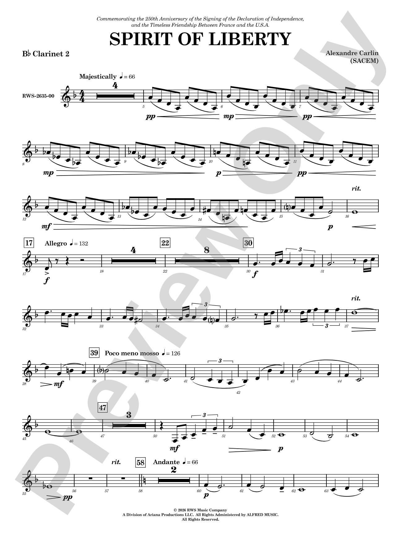 Spirit of Liberty: 2nd B-flat Clarinet