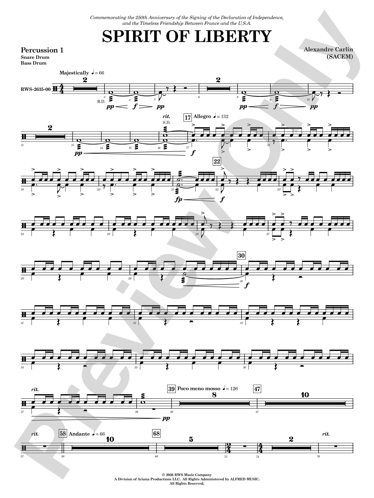 Spirit of Liberty: 1st Percussion