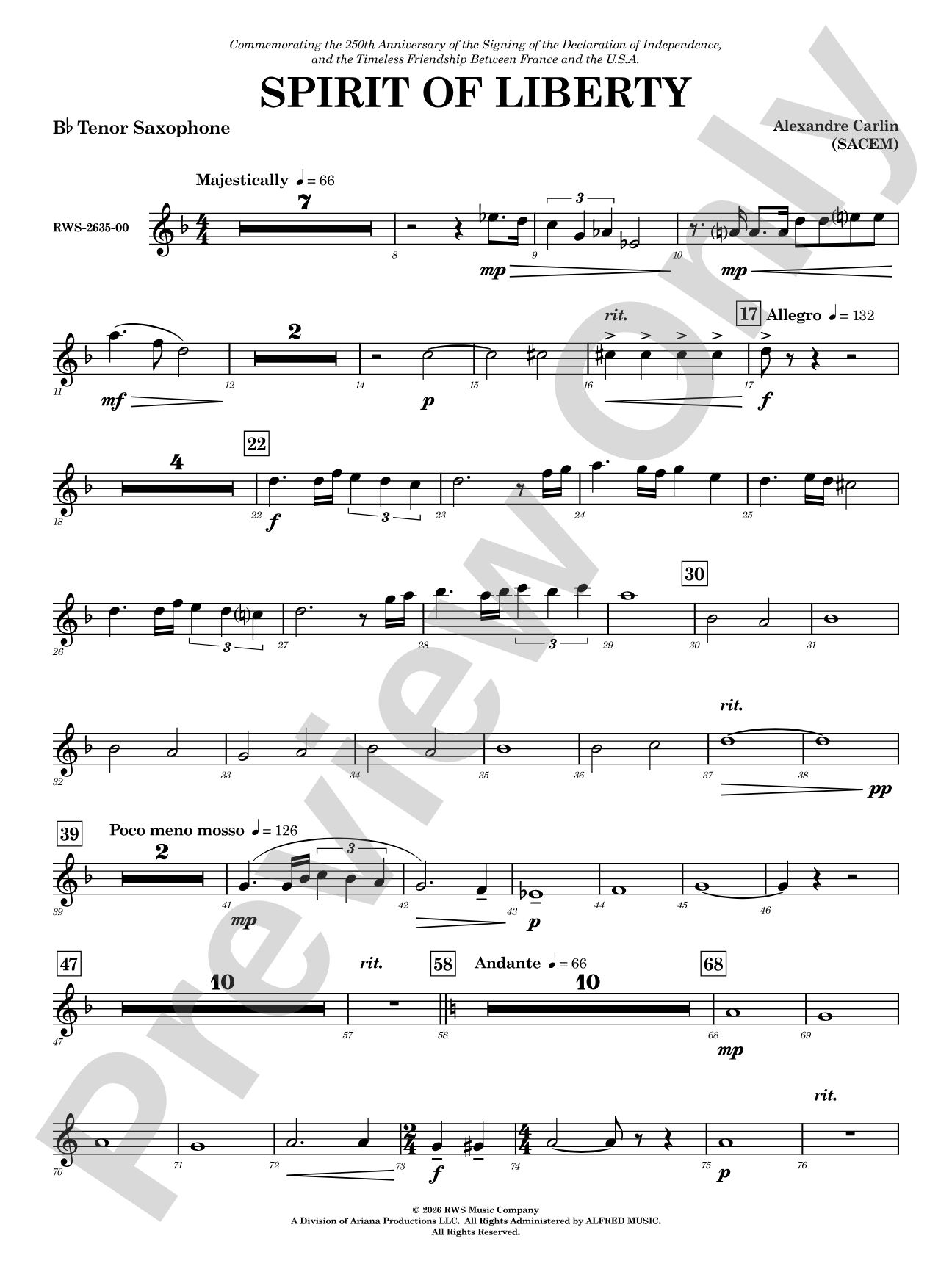 Spirit of Liberty: B-flat Tenor Saxophone