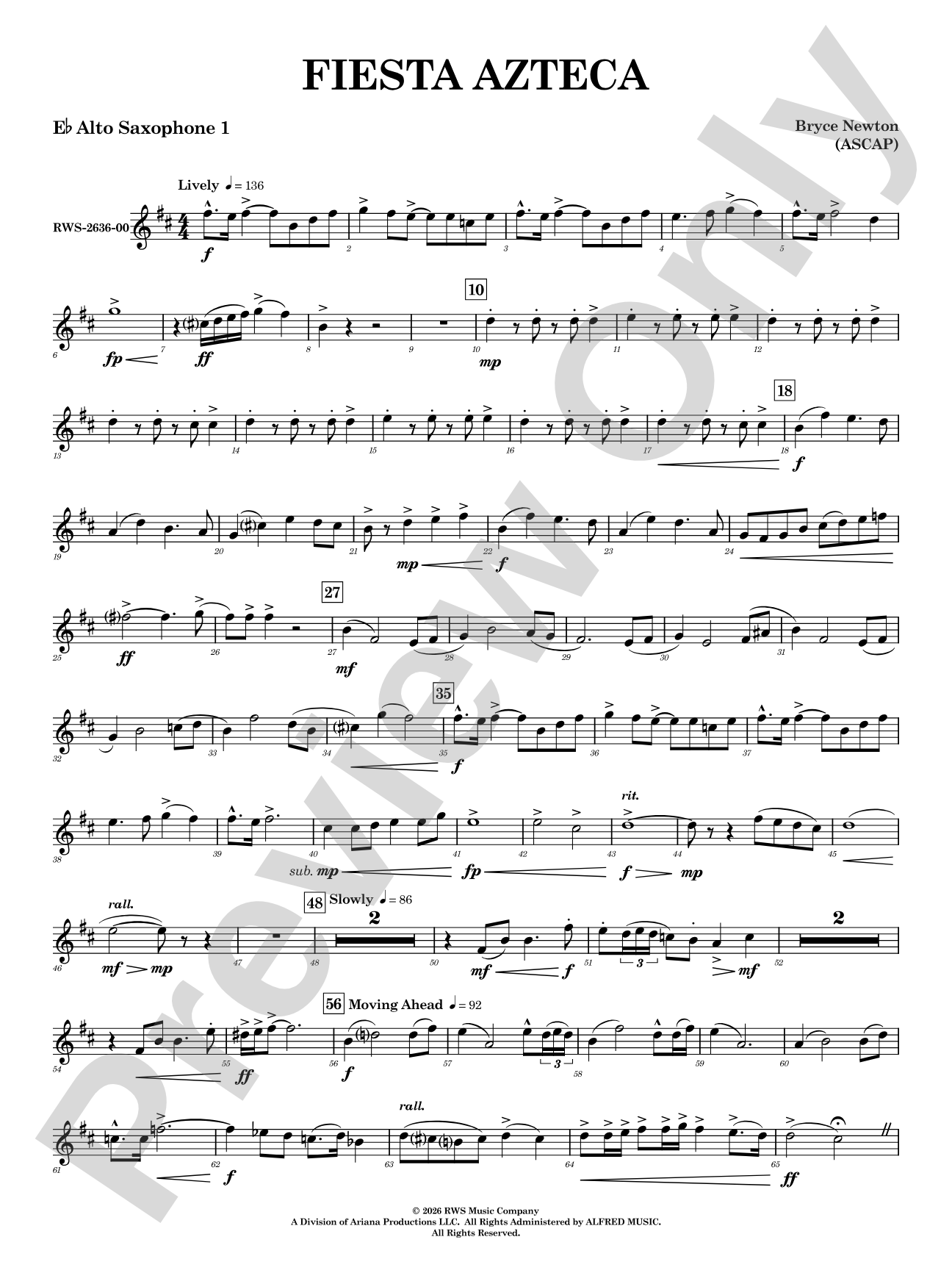 Fiesta Azteca: E-flat Alto Saxophone