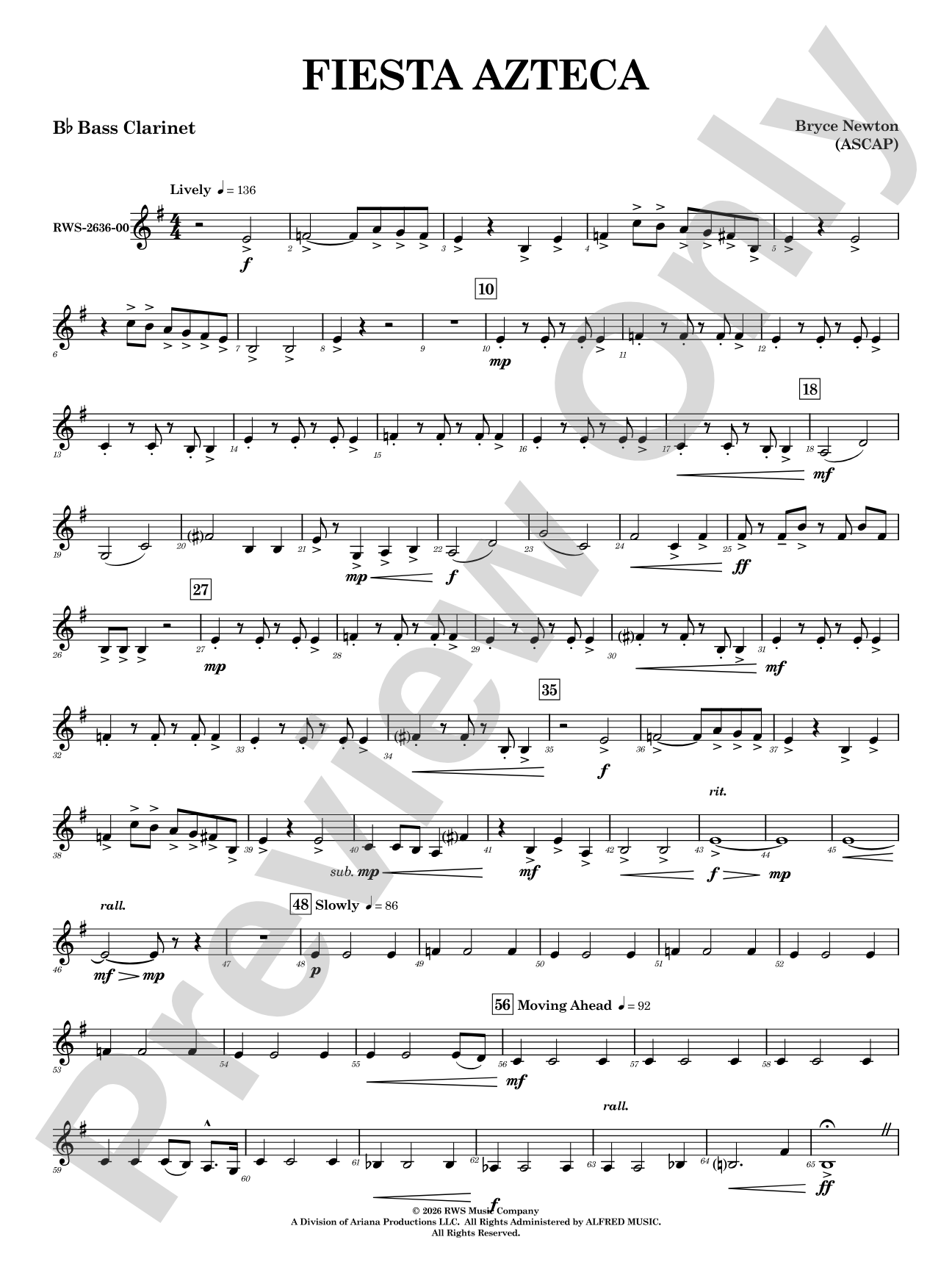 Fiesta Azteca: B-flat Bass Clarinet