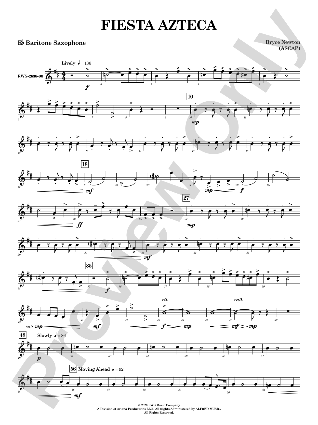 Fiesta Azteca: E-flat Baritone Saxophone