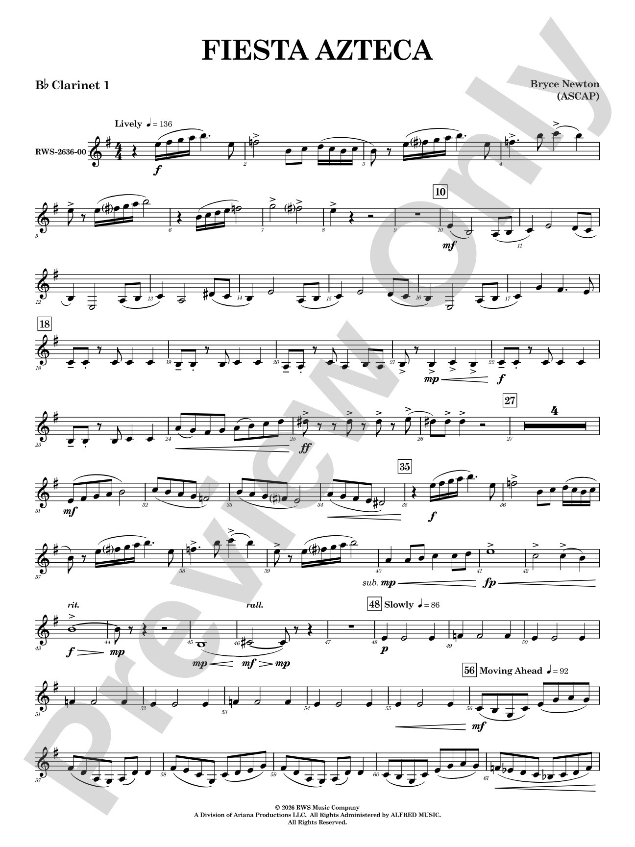 Fiesta Azteca: 1st B-flat Clarinet