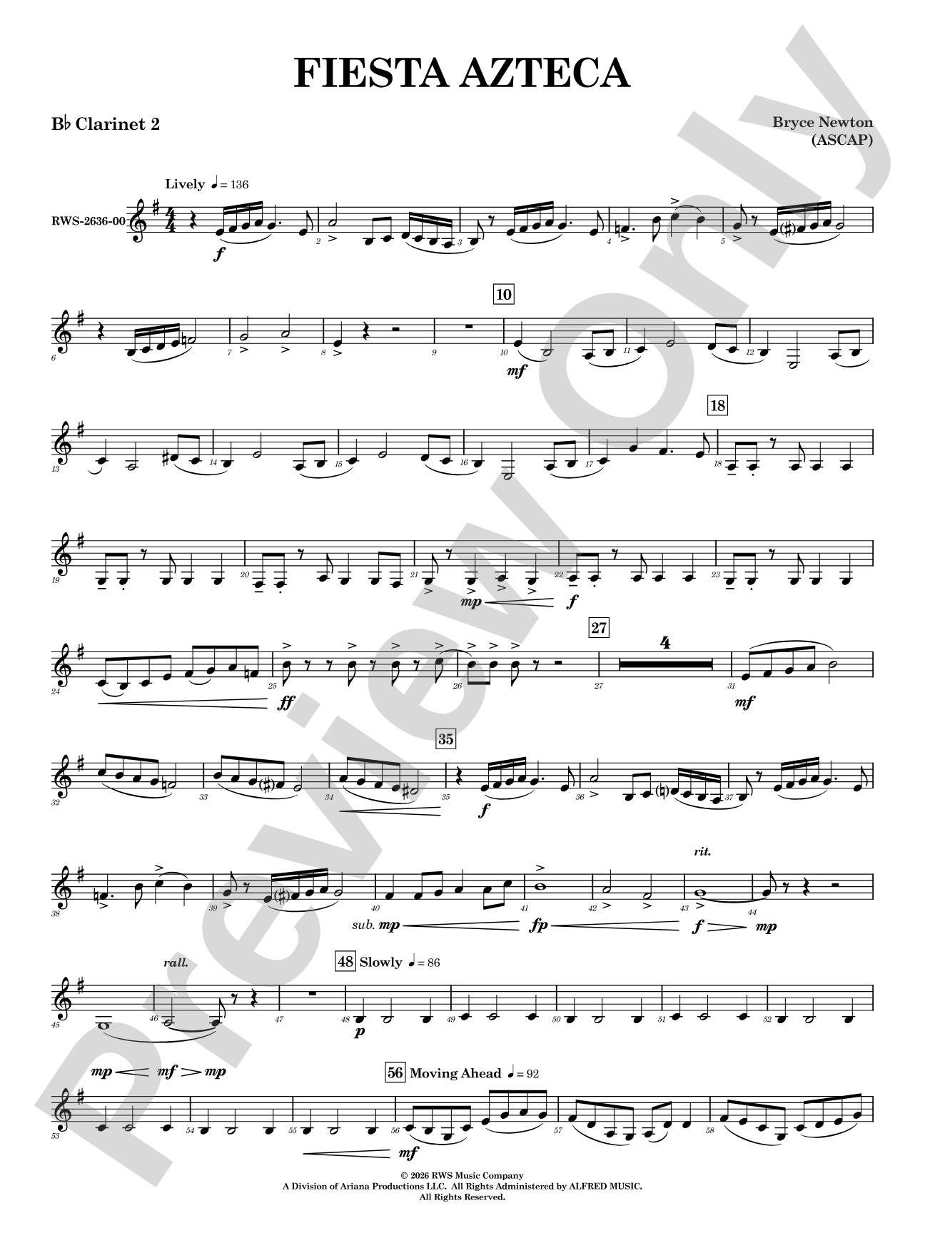 Fiesta Azteca: 2nd B-flat Clarinet