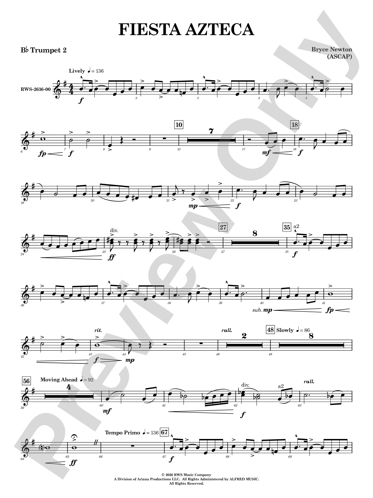 Fiesta Azteca: 2nd B-flat Trumpet