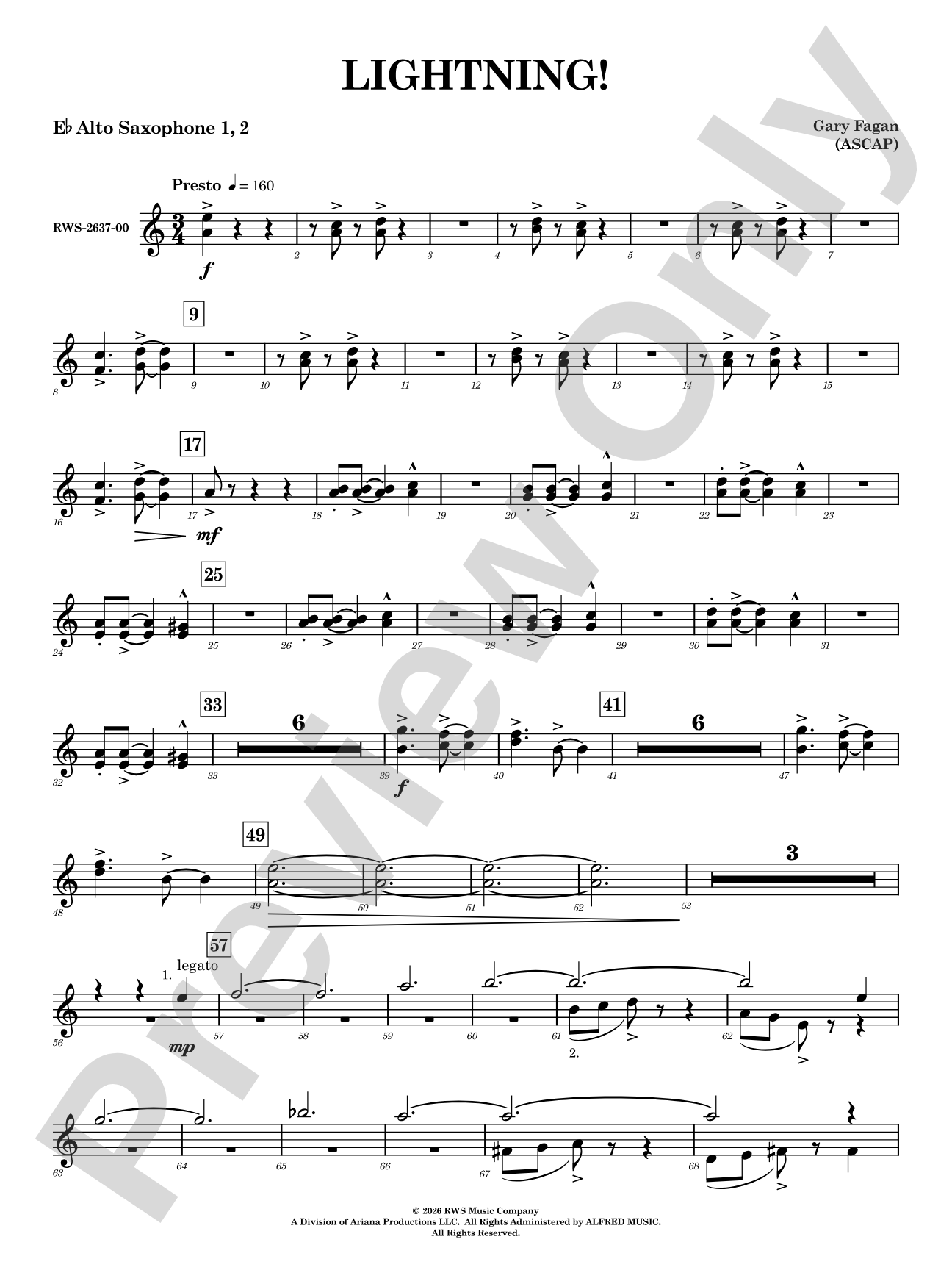 Lightning!: 1st & 2nd E-flat Alto Saxophone