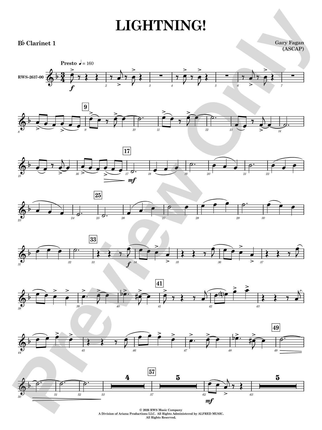 Lightning!: 1st B-flat Clarinet
