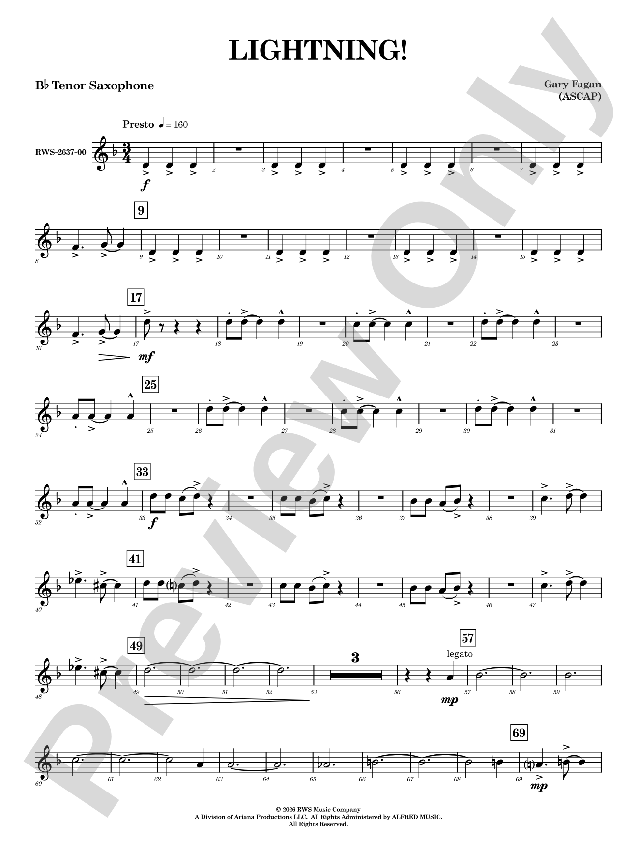 Lightning!: B-flat Tenor Saxophone