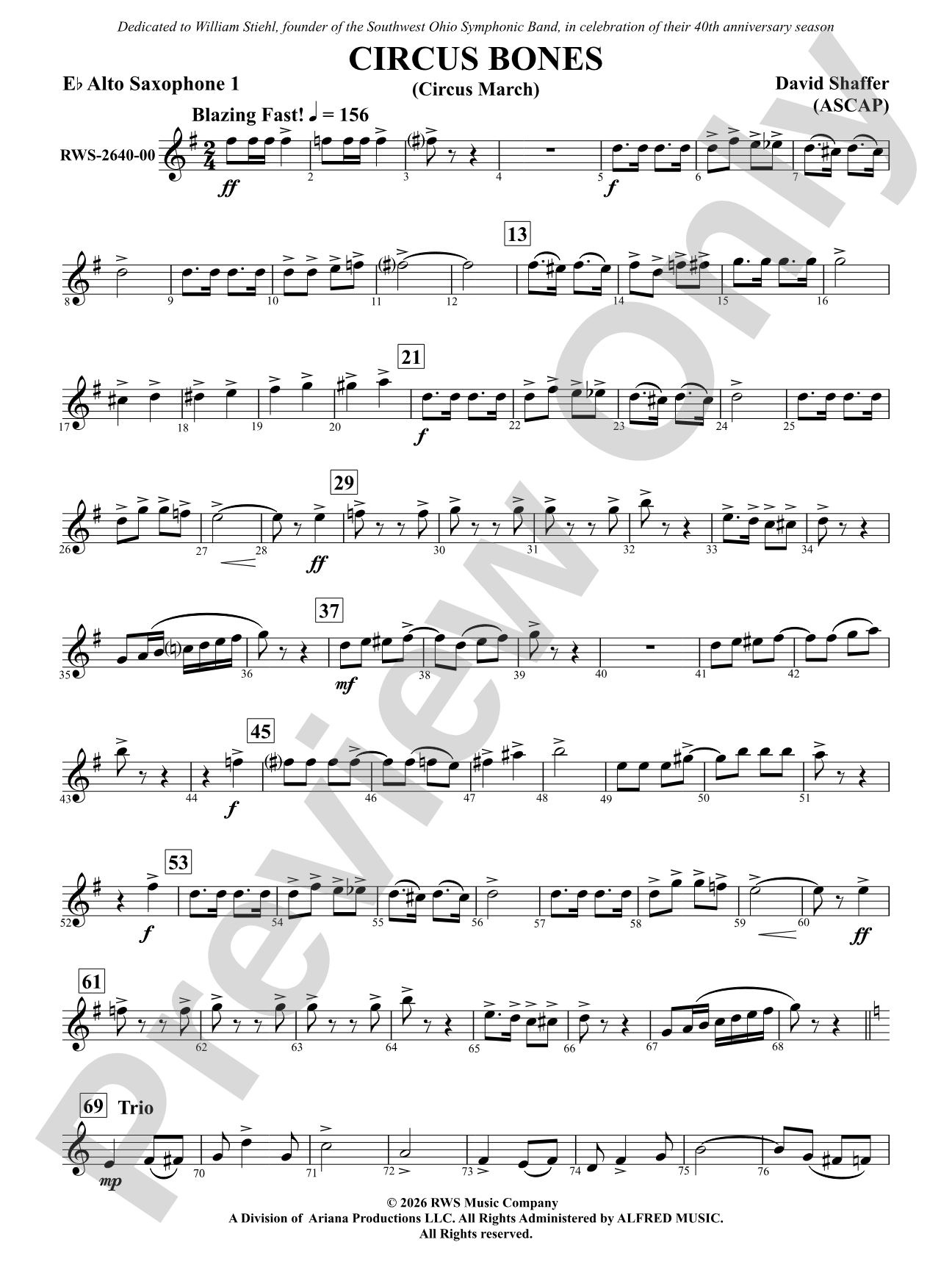 Circus Bones: E-flat Alto Saxophone
