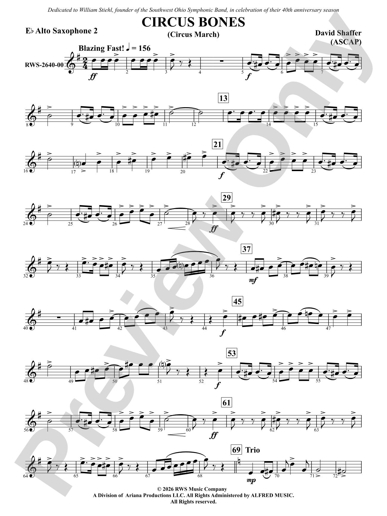Circus Bones: 2nd E-flat Alto Saxophone