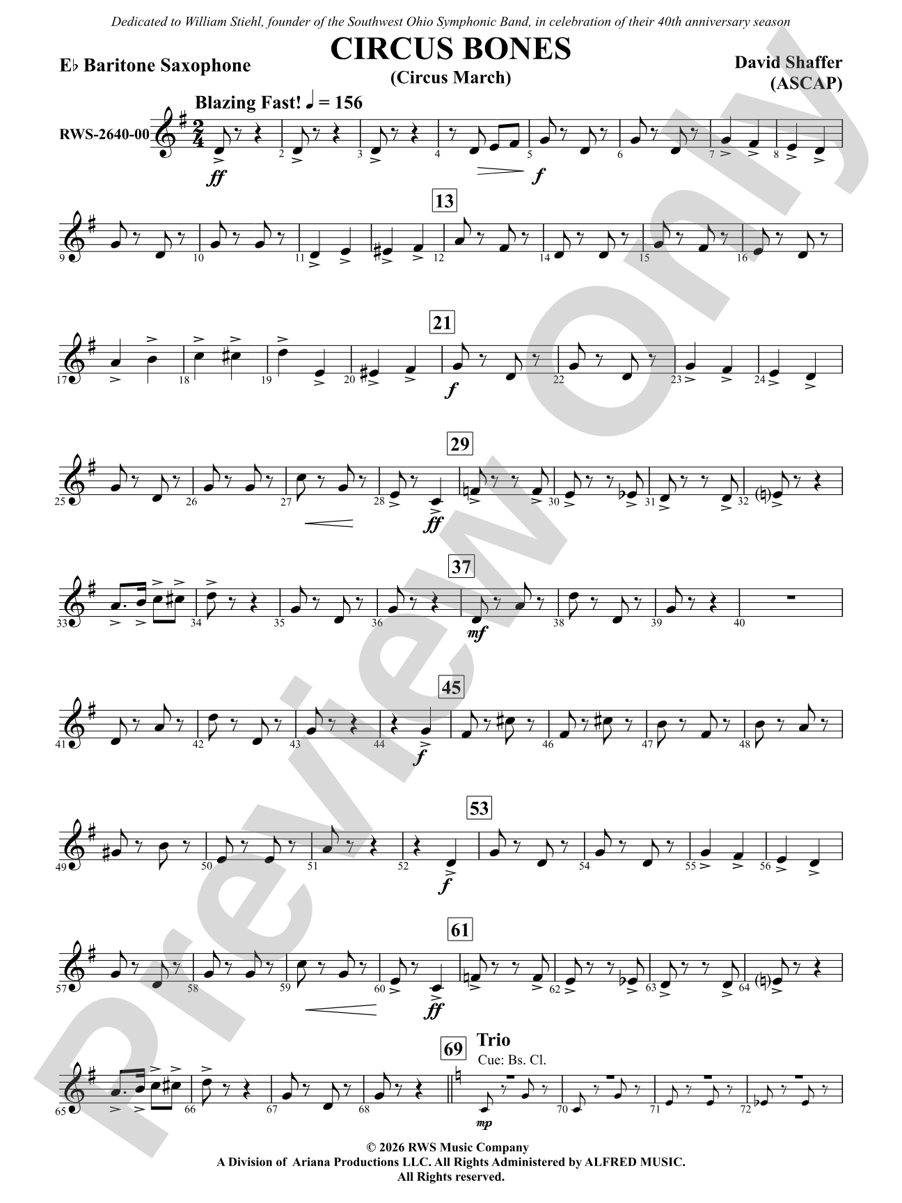 Circus Bones: E-flat Baritone Saxophone